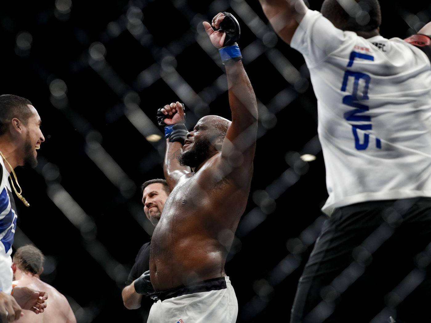 Derrick Lewis, octagon, gloved fists, HD Desktop Wallpaper