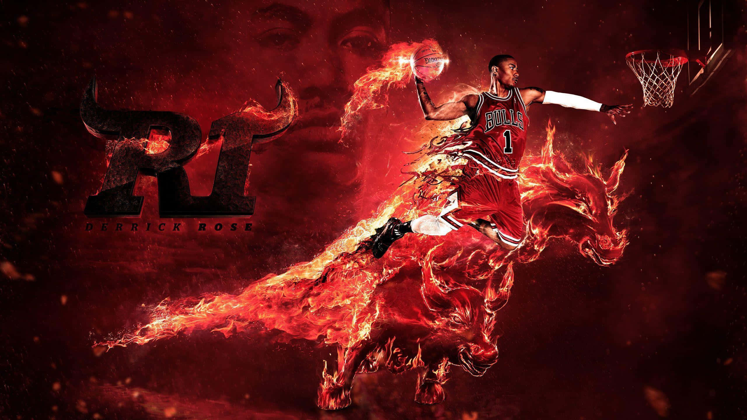 Derrick Rose, 91st NBA All-Star, red jersey, 2K Desktop Wallpaper