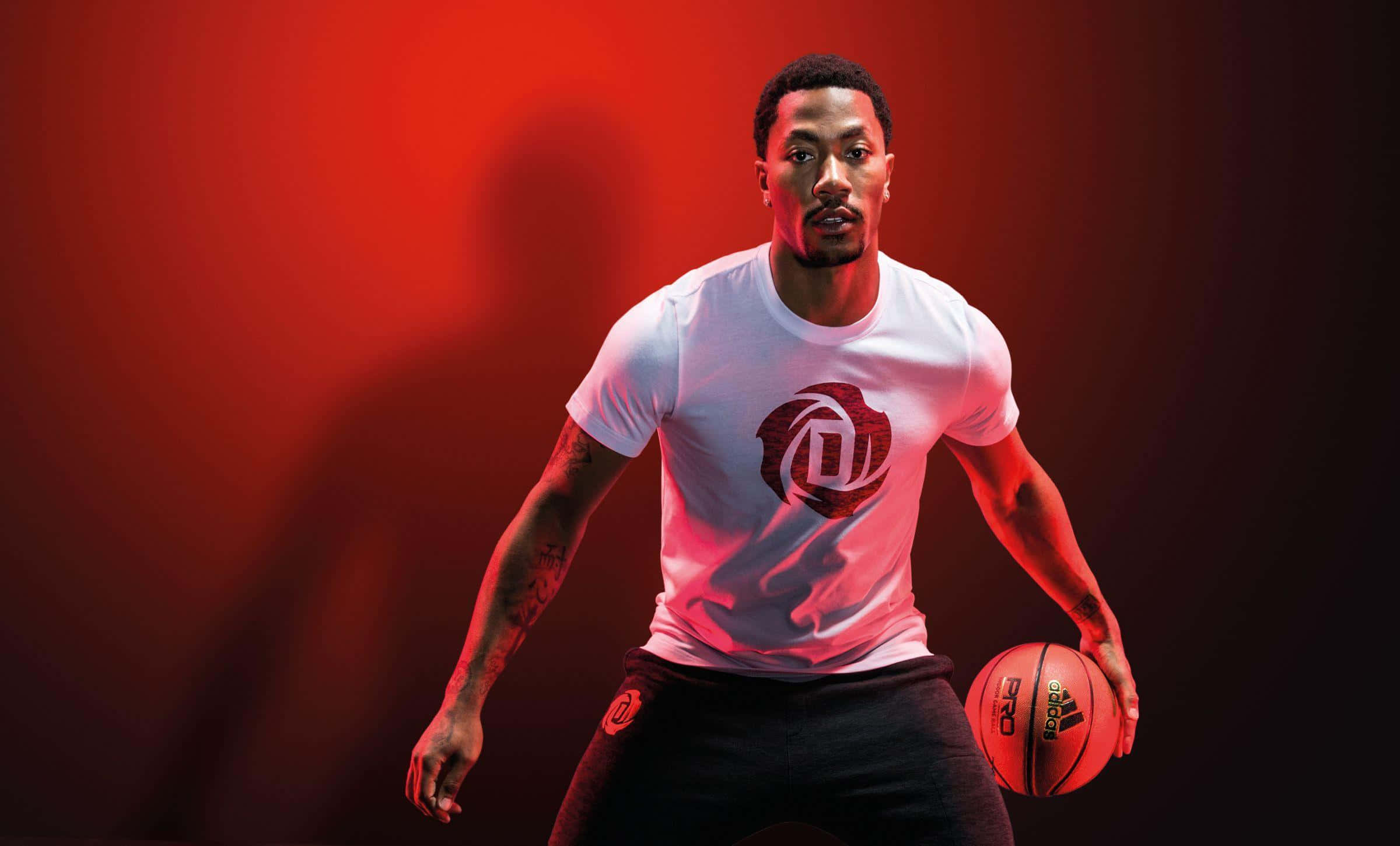Derrick Rose, white t-shirt, black shorts, Full HD Desktop Wallpaper