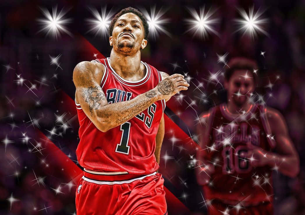 Derrick Rose, red Bulls jersey, tattoos, SD Desktop Wallpaper
