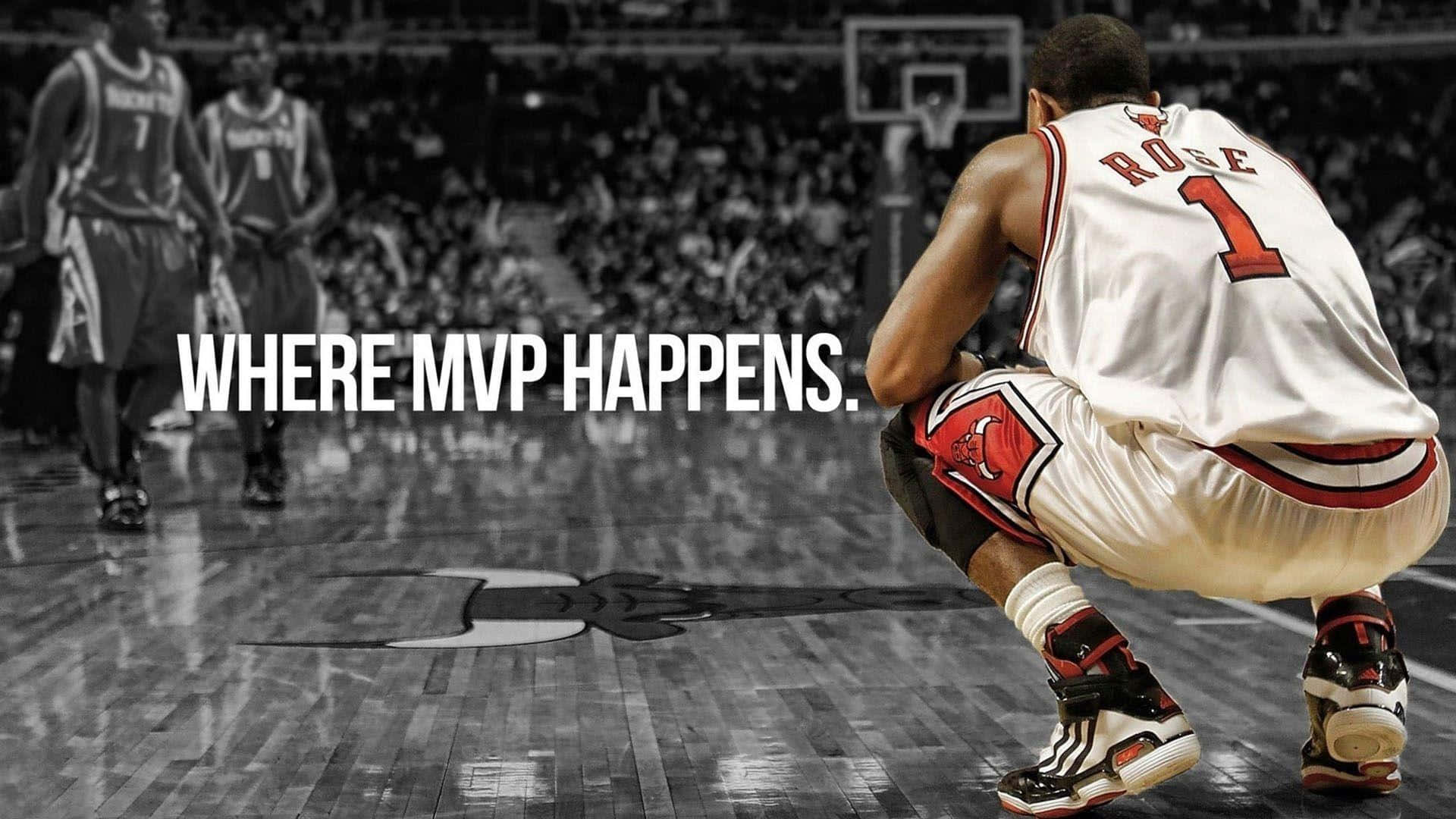 Derrick Rose, white jersey, red number one, Full HD Desktop Wallpaper