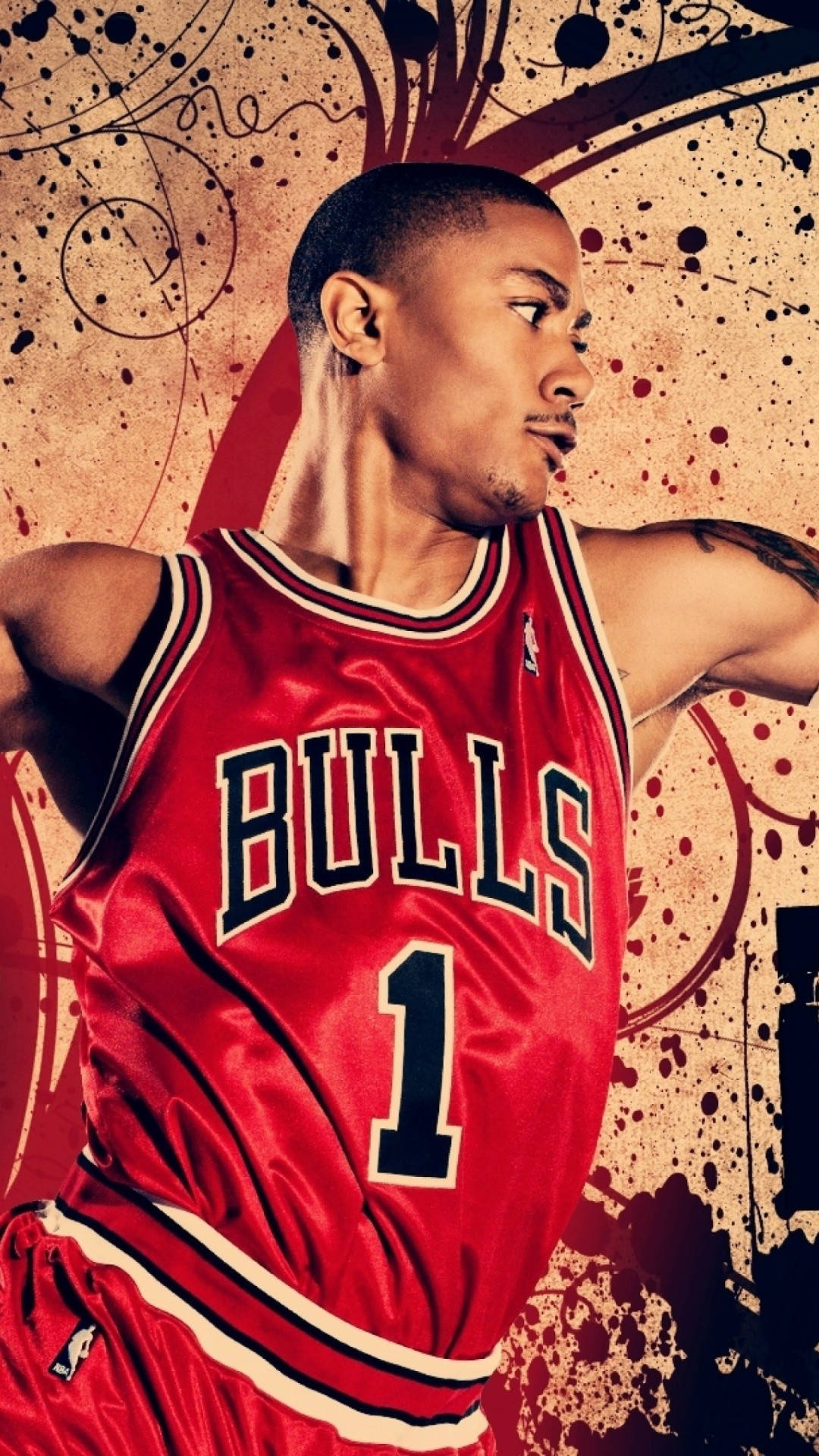 Derrick Rose, red Bulls jersey, number one, Full HD Phone Wallpaper