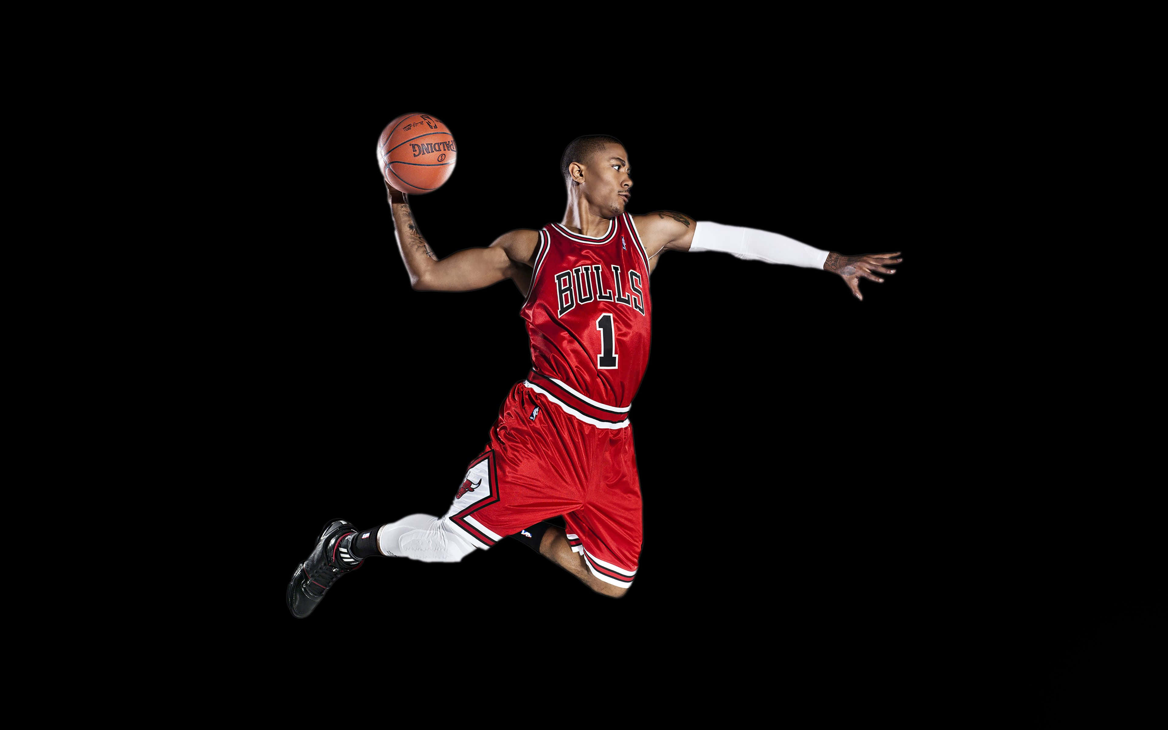 Derrick Rose, red Bulls jersey, basketball, 4K Desktop Wallpaper