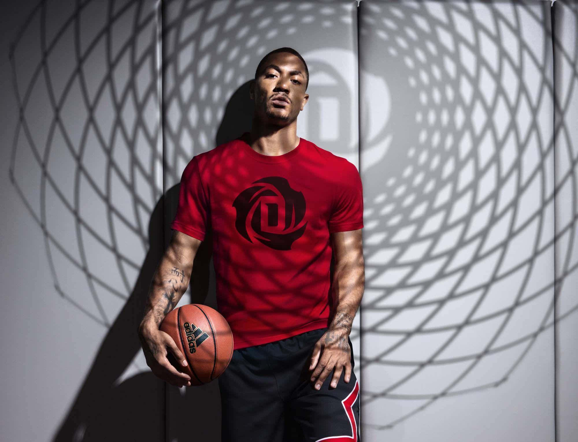 Derrick Rose, red shirt, basketball player, Full HD Desktop Wallpaper