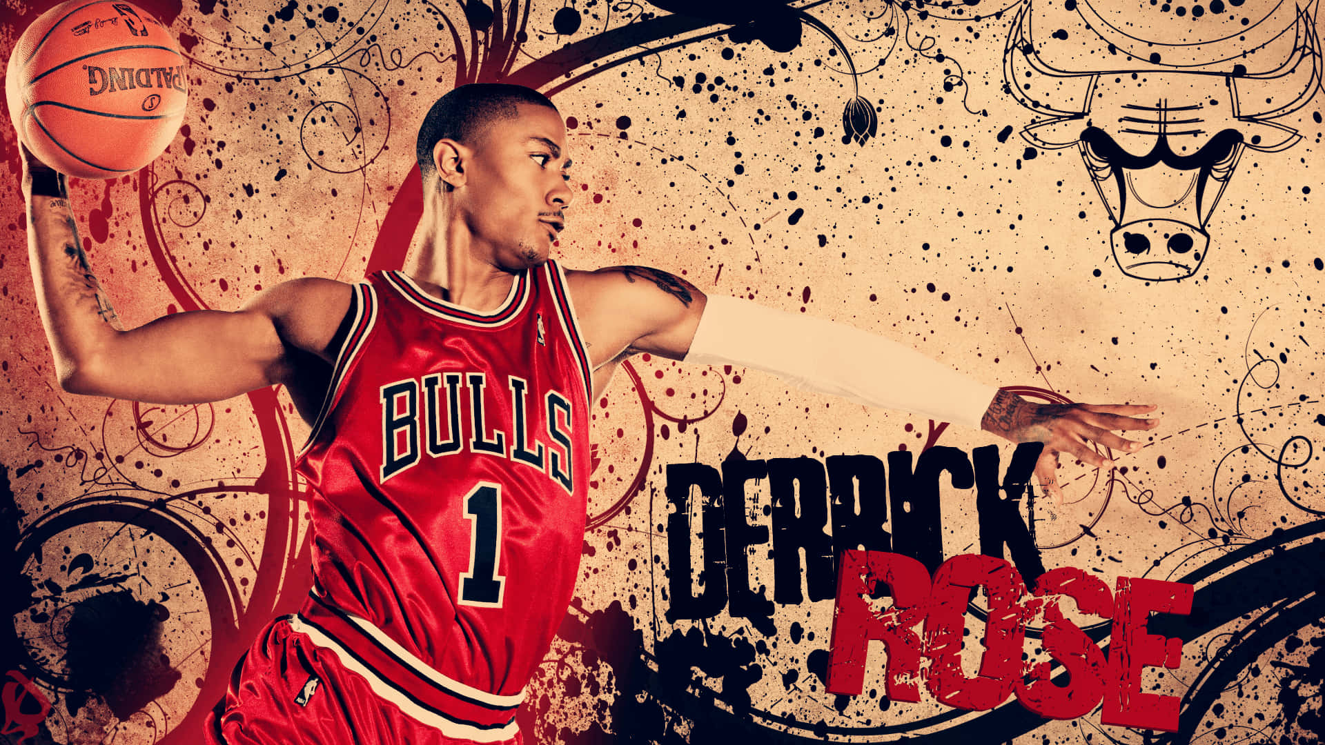 Derrick Rose, red Bulls jersey, basketball, Full HD Desktop Wallpaper