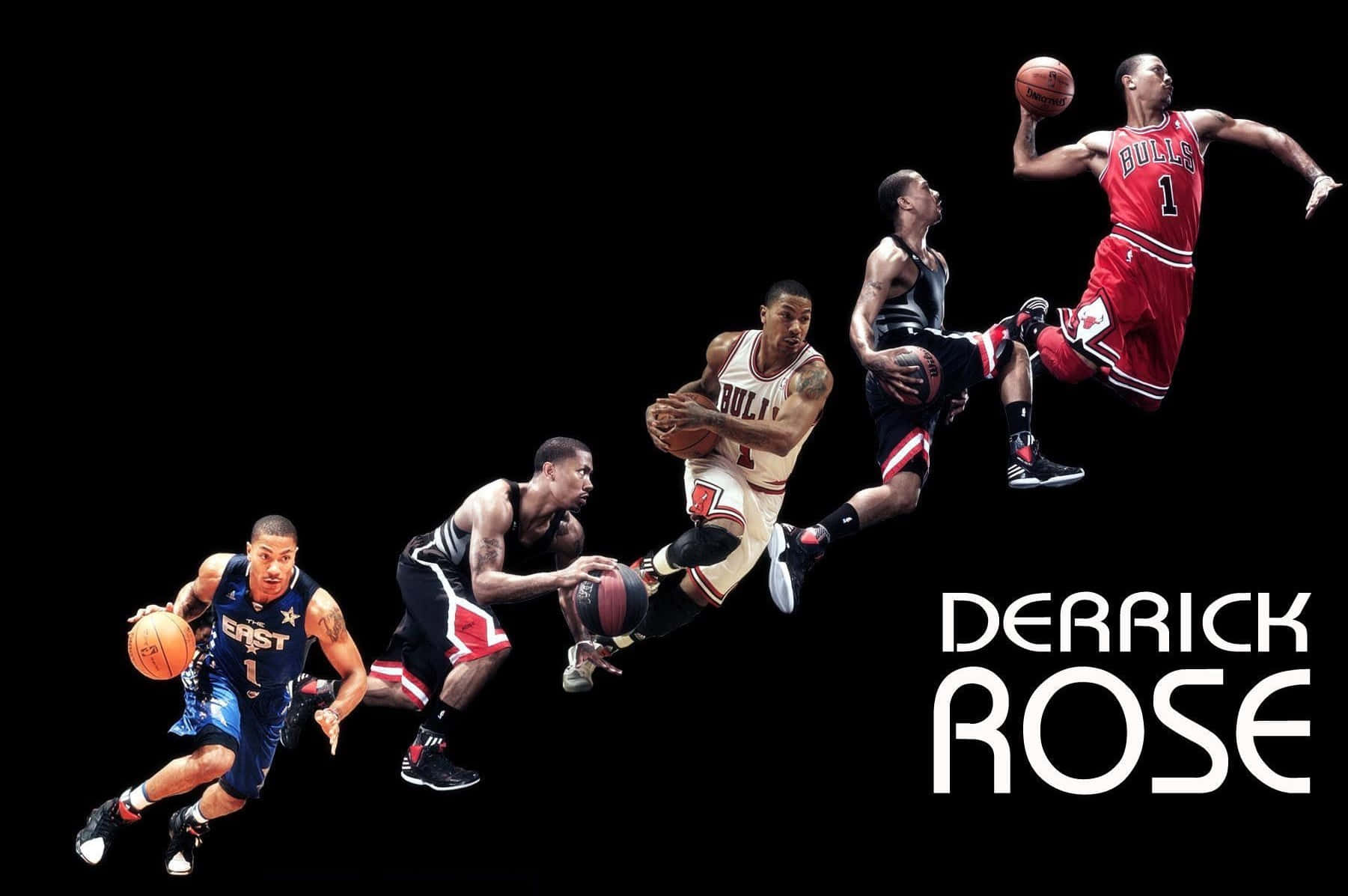 Derrick Rose, basketball player, midair dribbling, HD Desktop Wallpaper