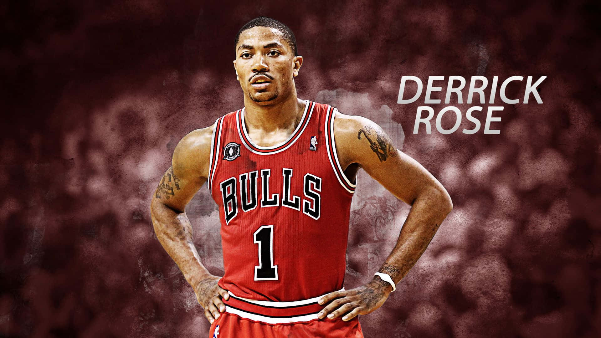 Derrick Rose, red Bulls jersey, number one, Full HD Desktop Wallpaper