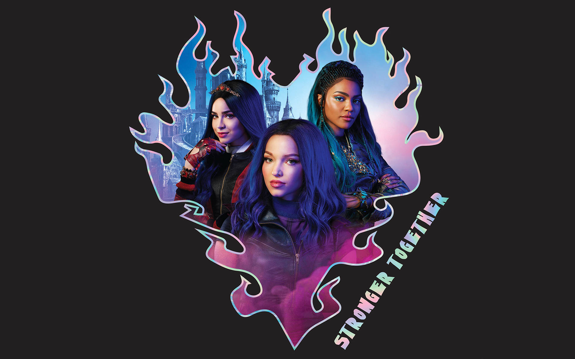 Descendants 3, trio, purple blue hair, Full HD Desktop Wallpaper