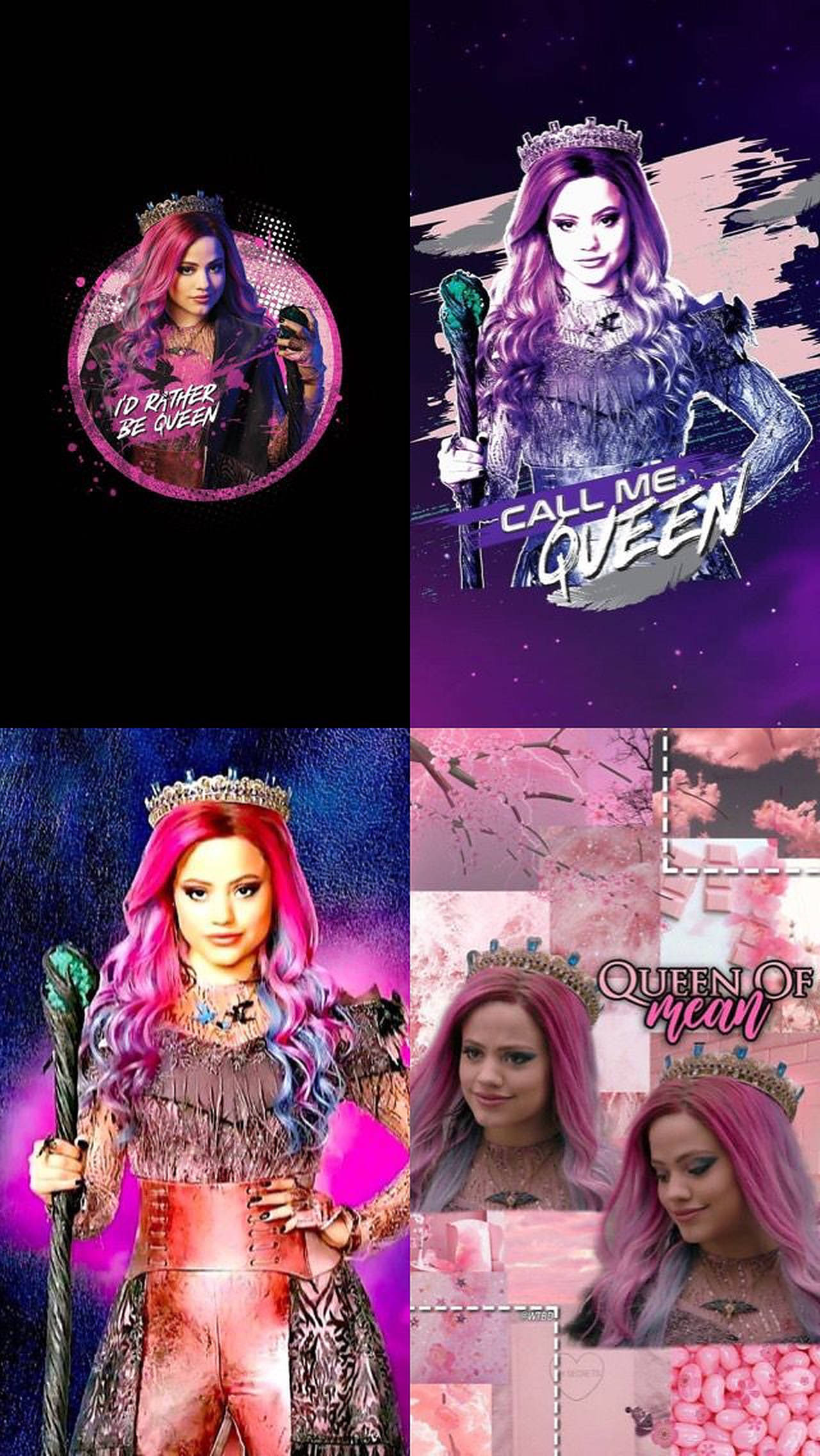 Descendants 3, pink-haired queen, crown, Full HD Phone Wallpaper