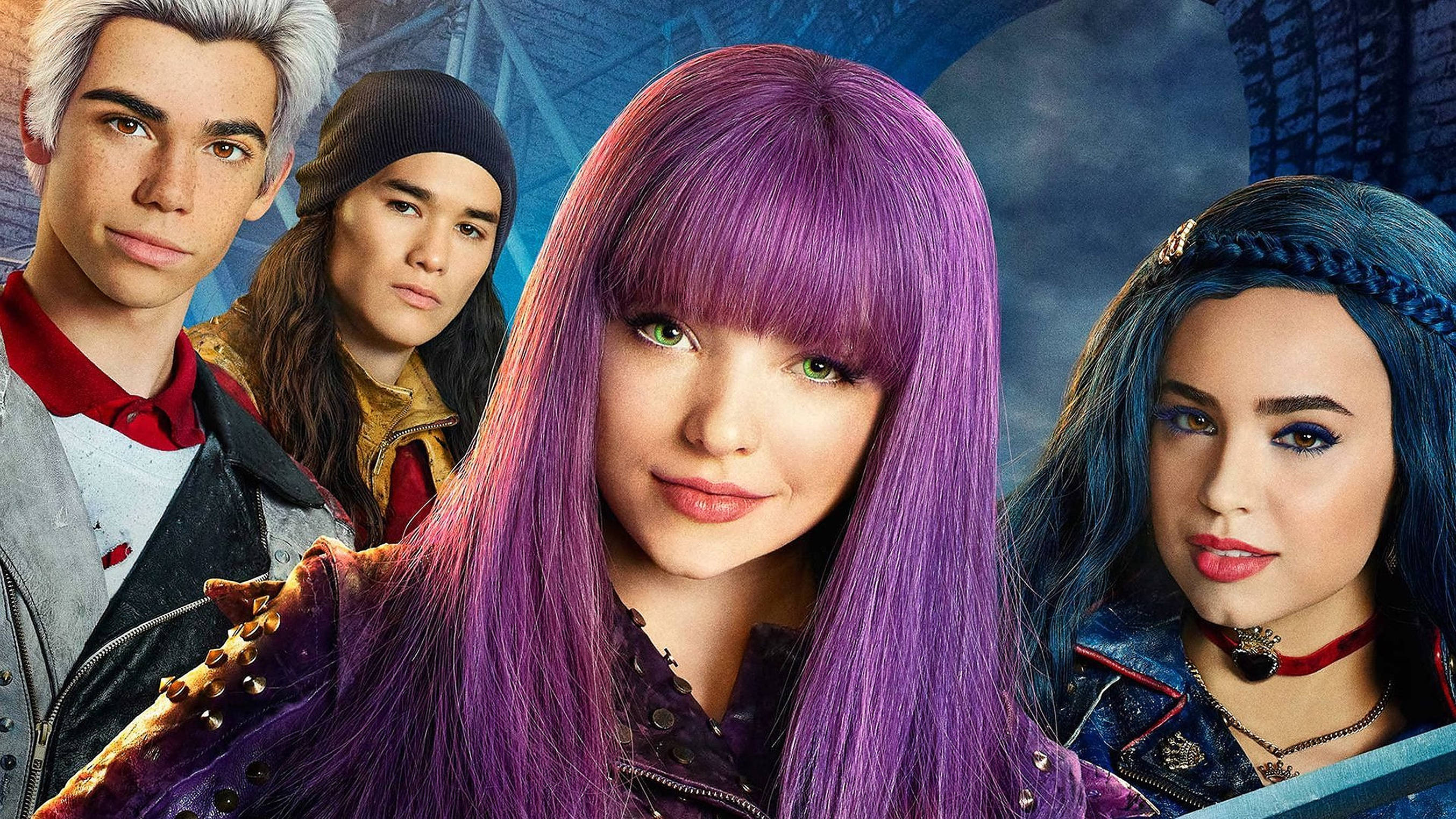 Descendants 3, main characters, vibrant hair colors, 2K Desktop Wallpaper
