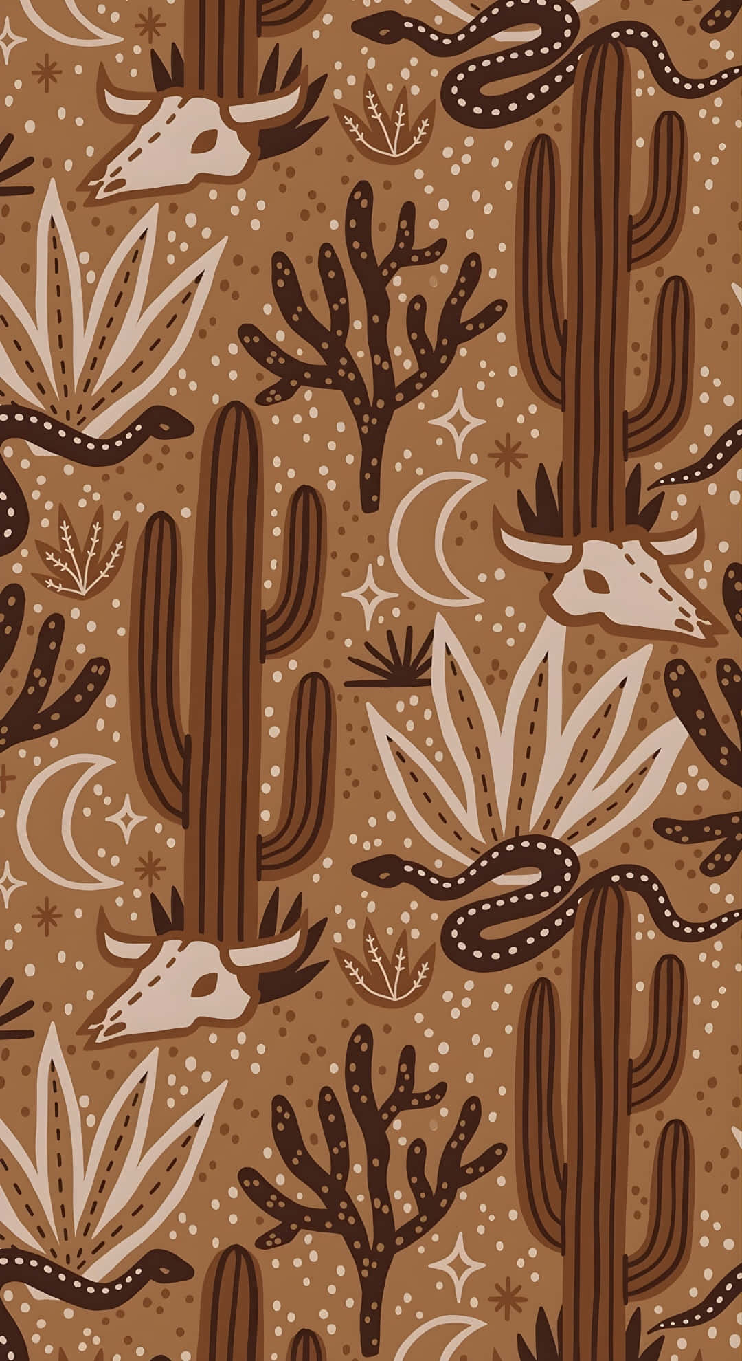 Desert Country Aesthetic, cacti skulls, snakes, Full HD Phone Wallpaper