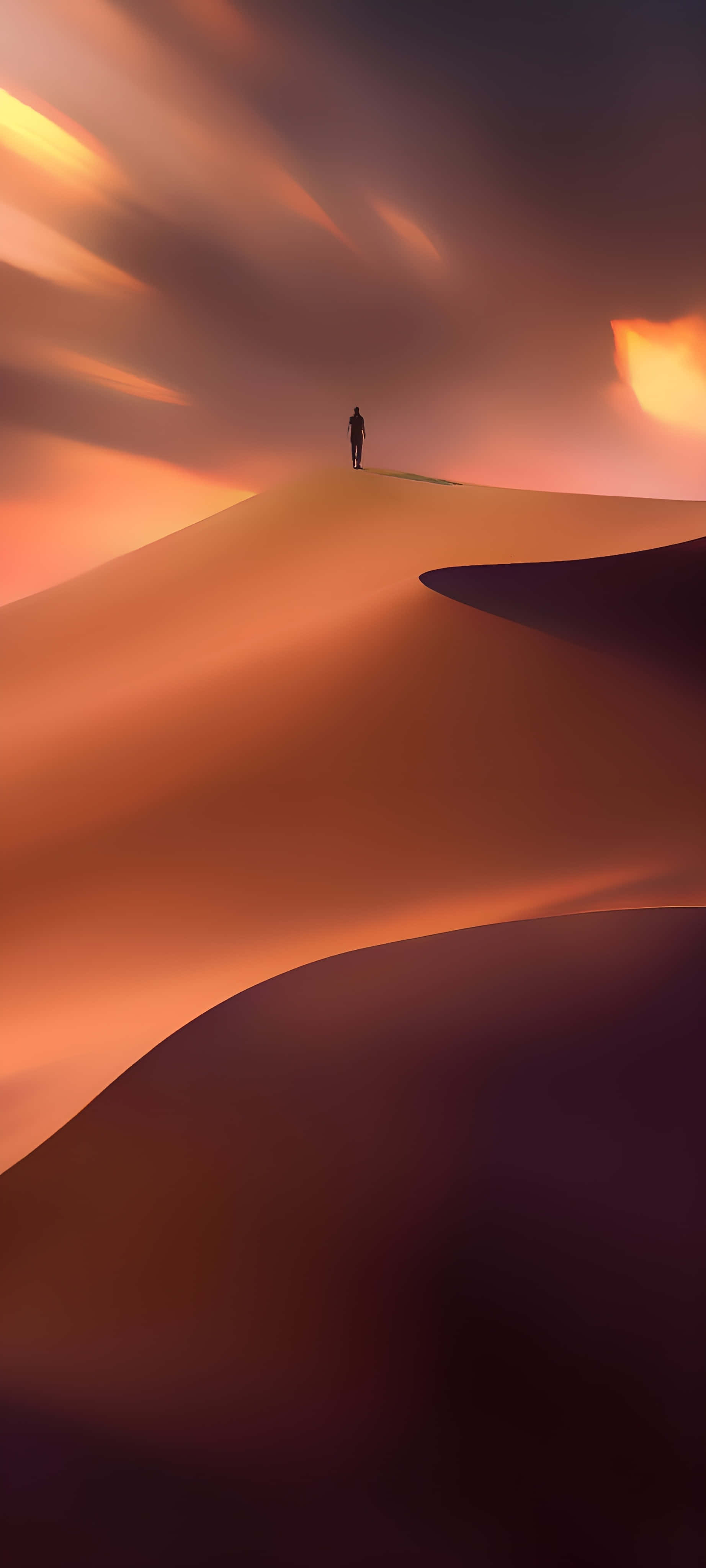 Desert iPhone, orange and purple sunset sky, vast desert dune, 4K Phone Wallpaper