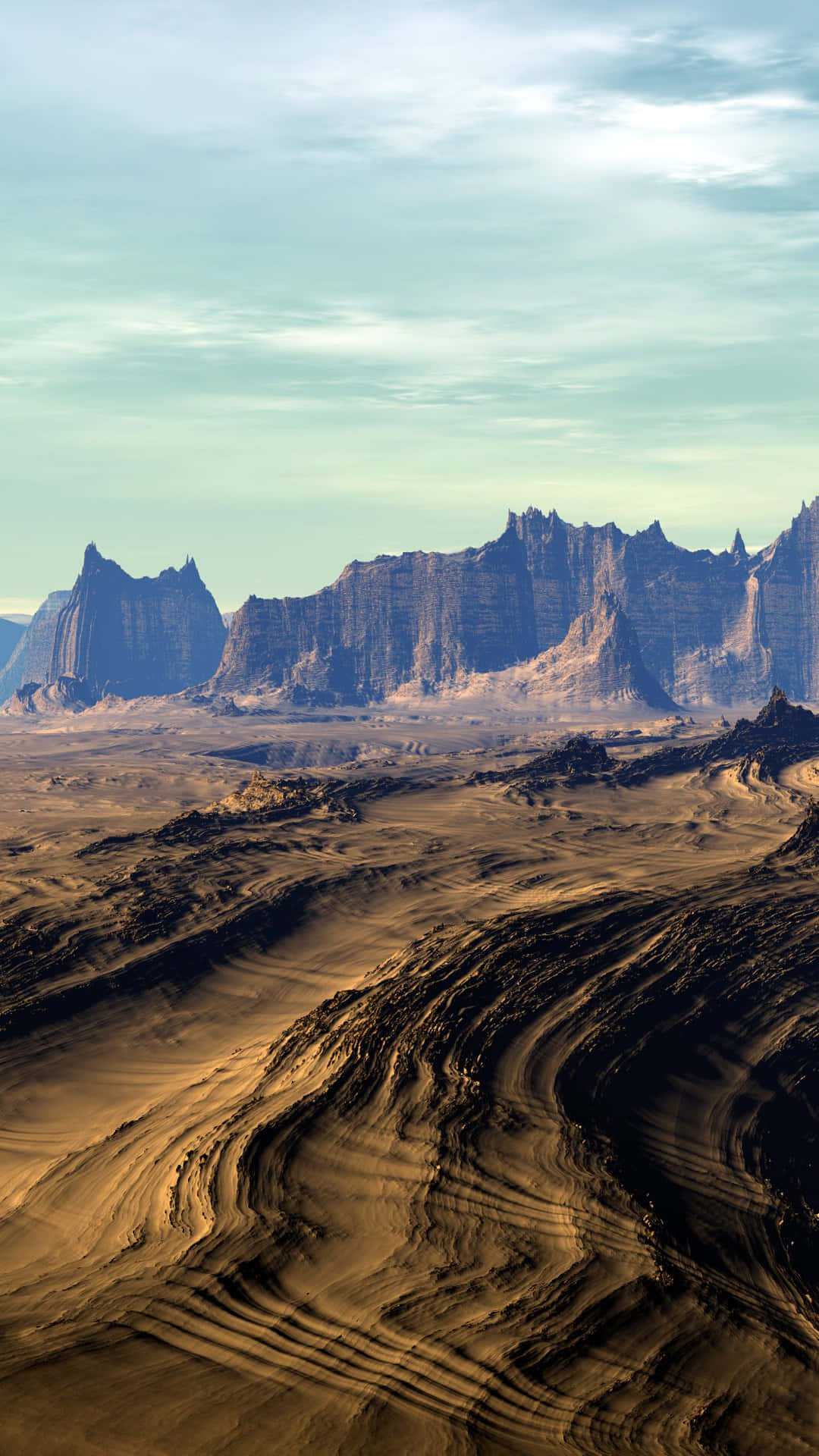 Desert iPhone, golden dunes, jagged rock formations, Full HD Phone Wallpaper