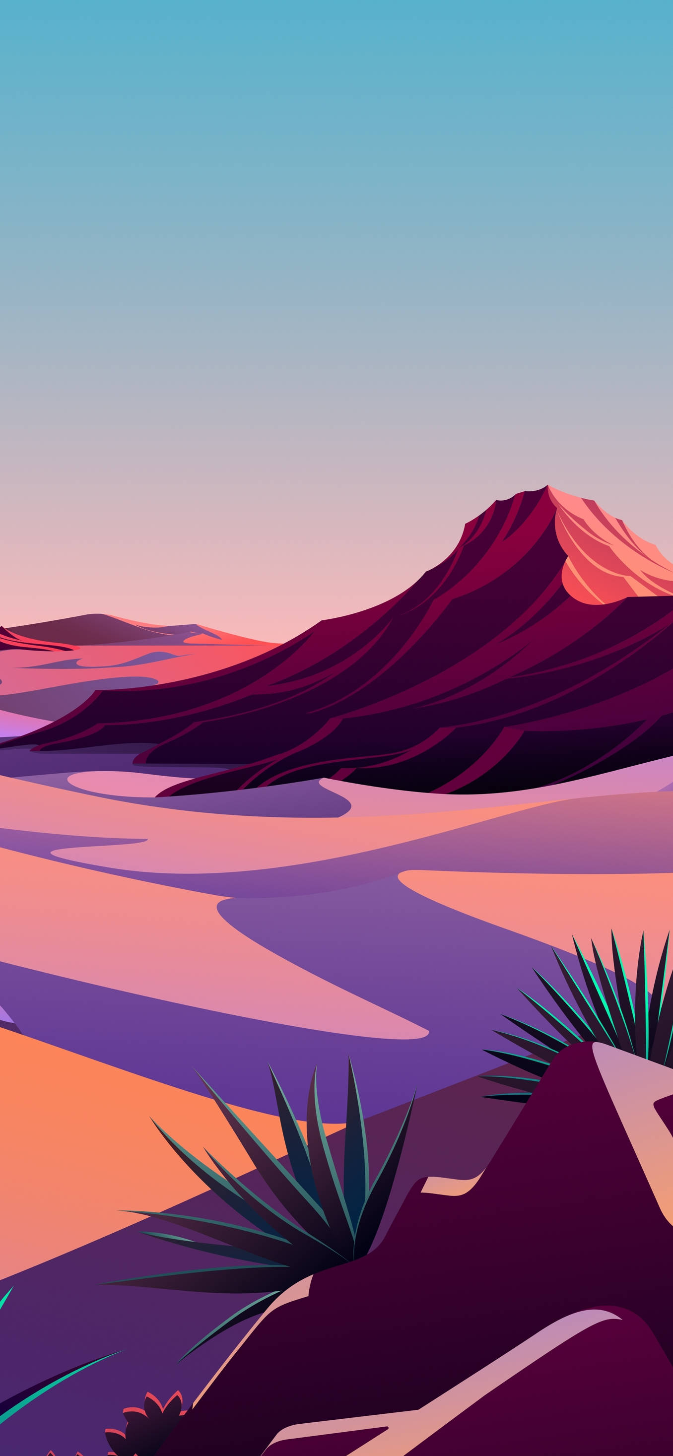Desert, vector art, iPhone 12, 2K Phone Wallpaper
