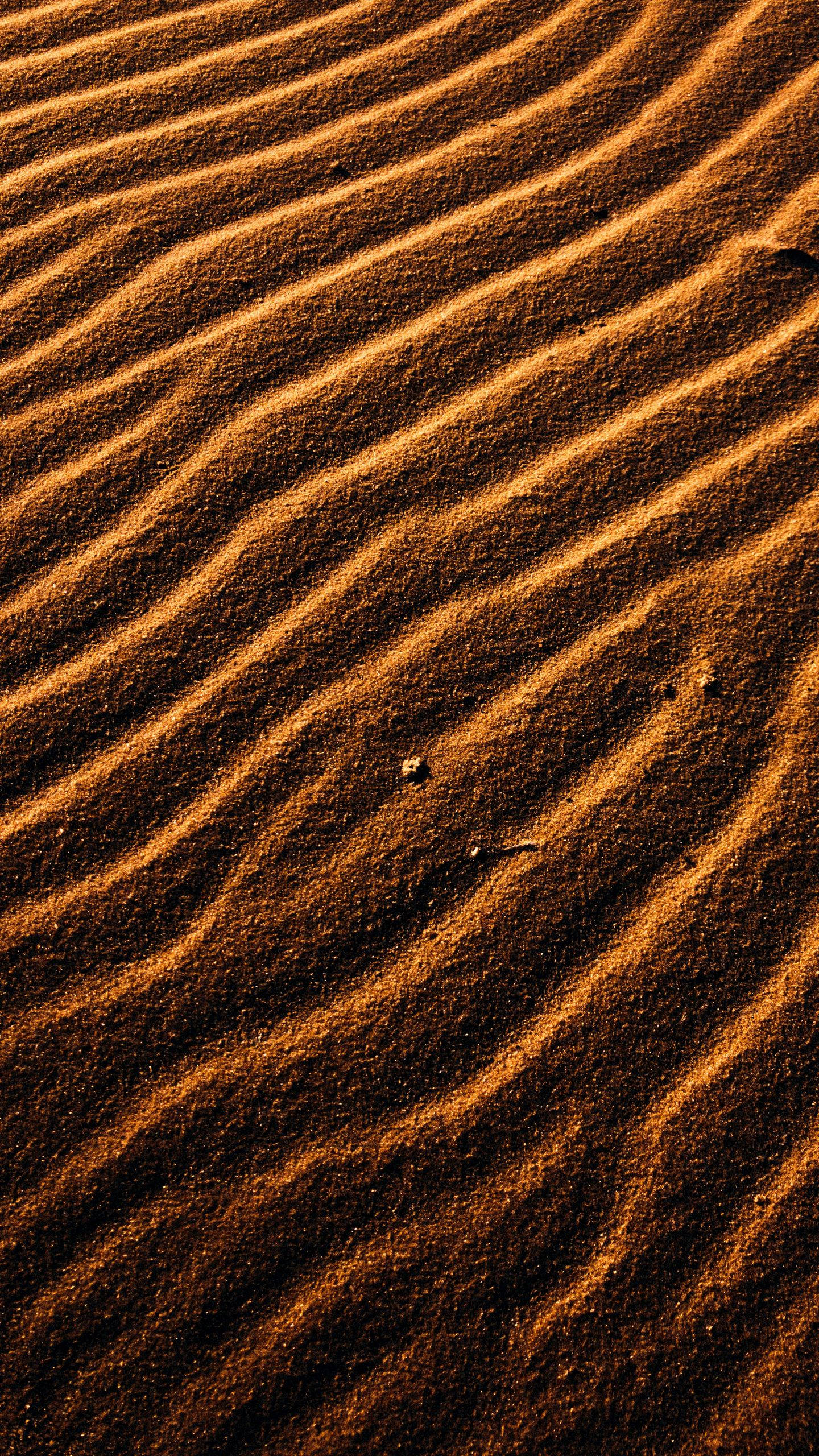 Desert Sand Waves Brown iPhone, golden sand dunes, sharp ridges, 2K Phone Wallpaper