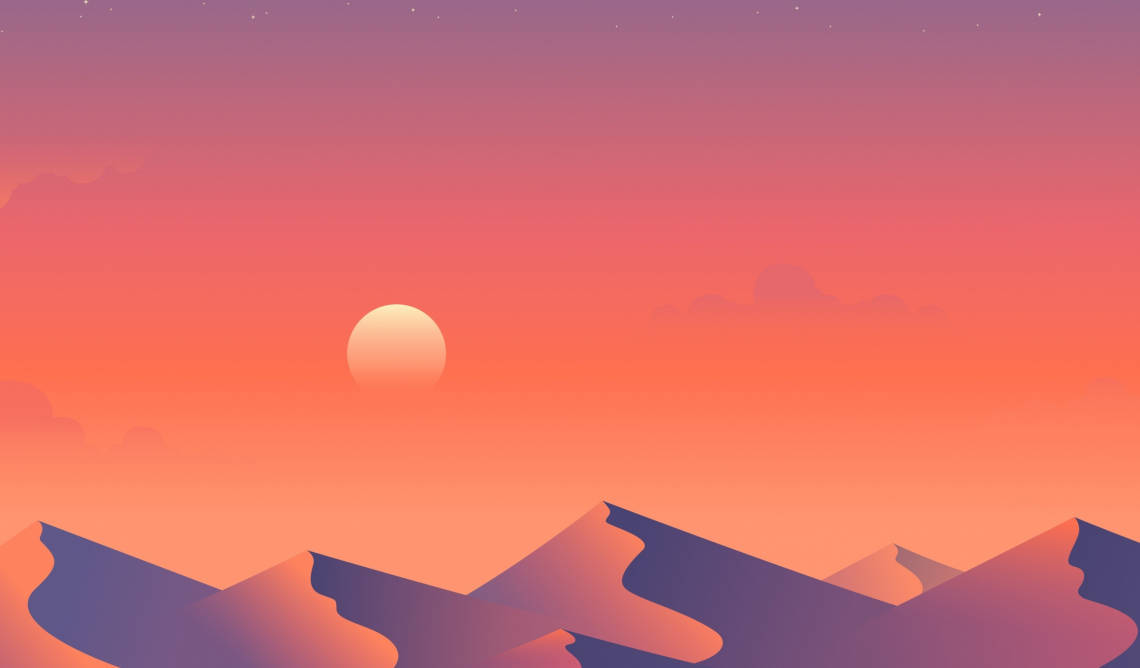 Desert Sun, minimalist vector art, desert sunset, SD Desktop Wallpaper