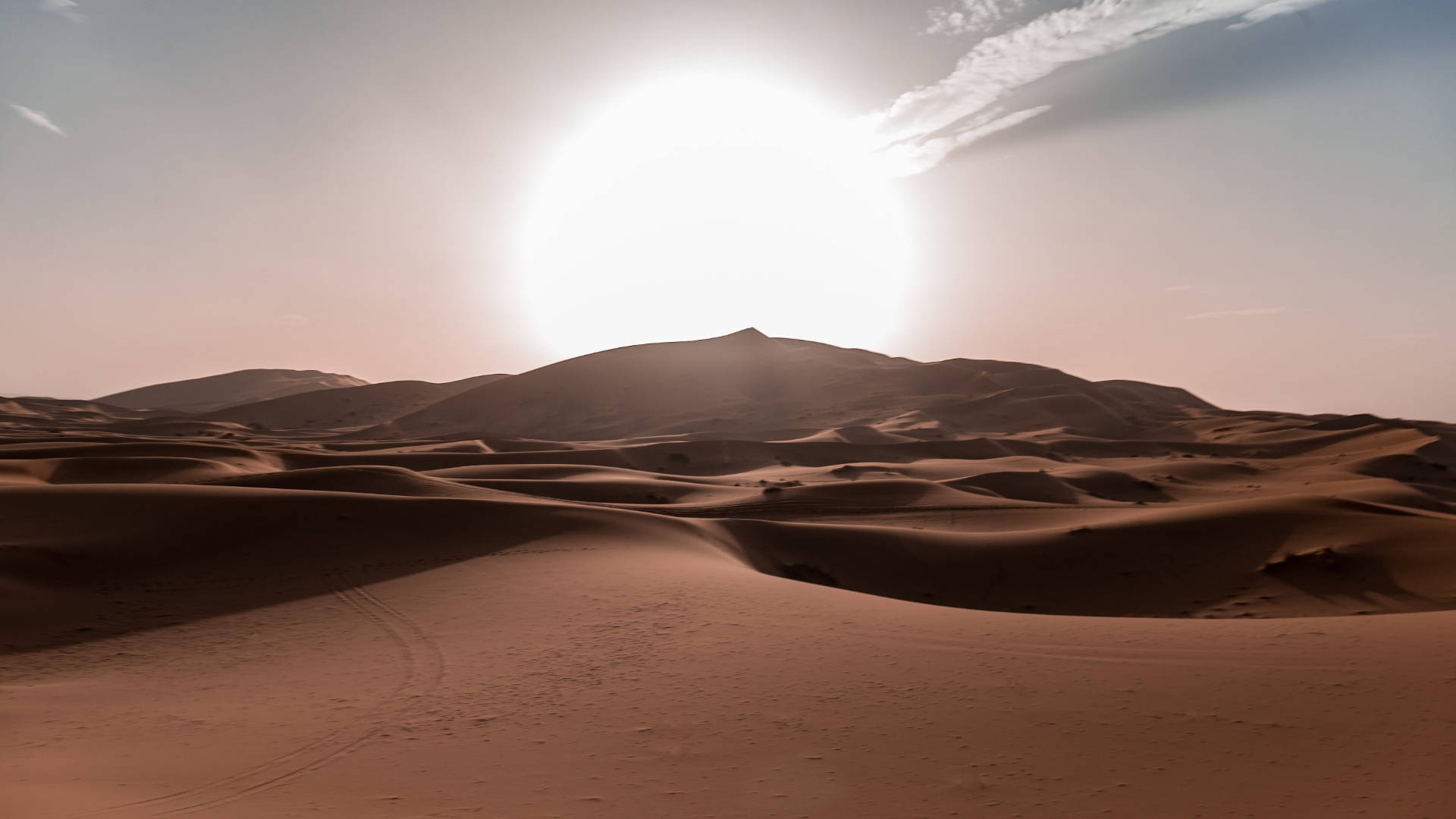 Desert Sun, ball of light, pristine sky, Full HD Desktop Wallpaper