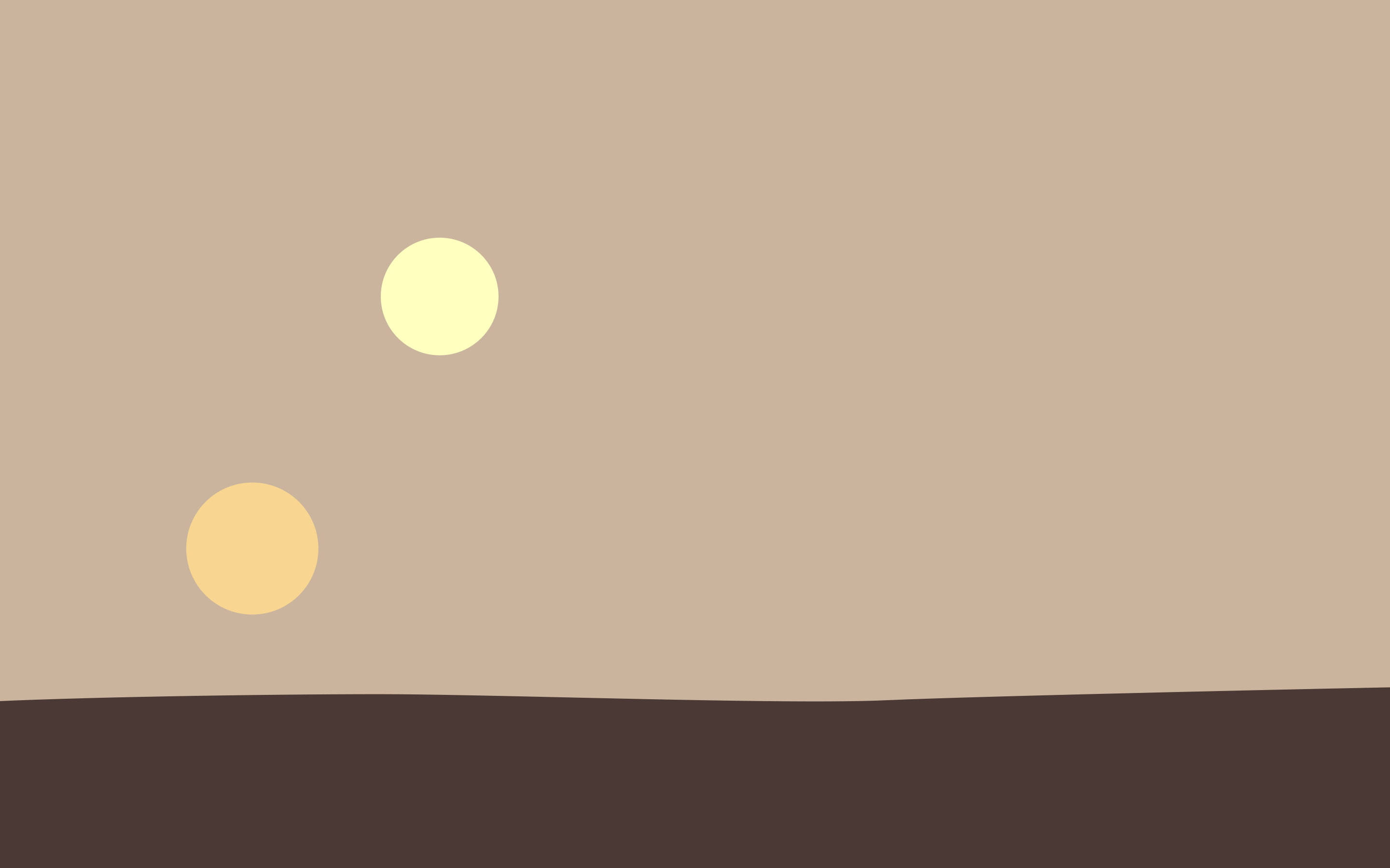 Desert Sun, yellow brown art, soft glowing orbs, 2K Desktop Wallpaper