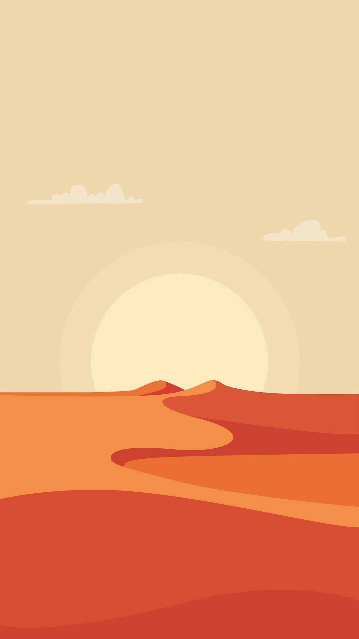 Desert Sun, orange dunes, pale sun, Full HD Phone Wallpaper