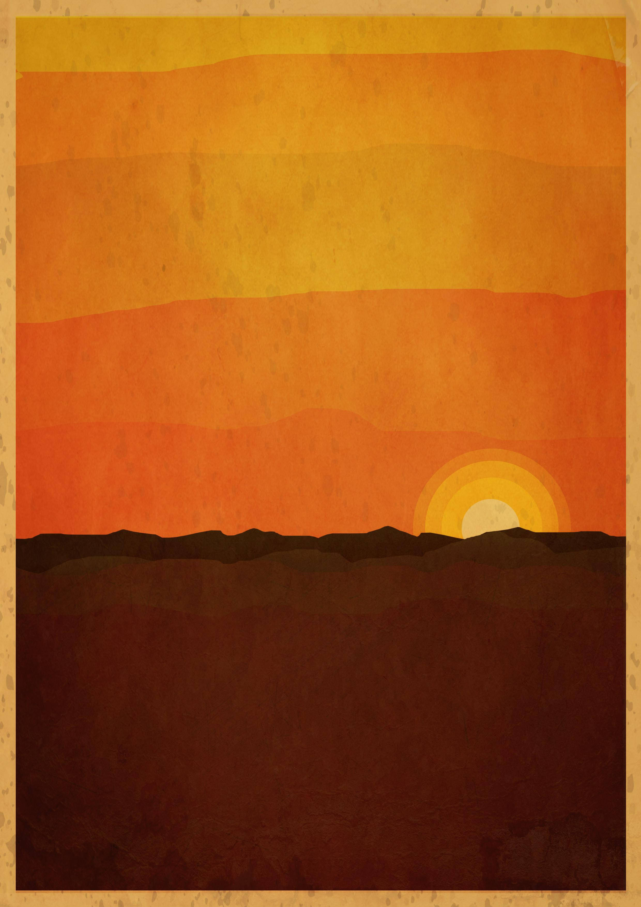 Desert Sun, sunset, orange, 2K Phone Wallpaper