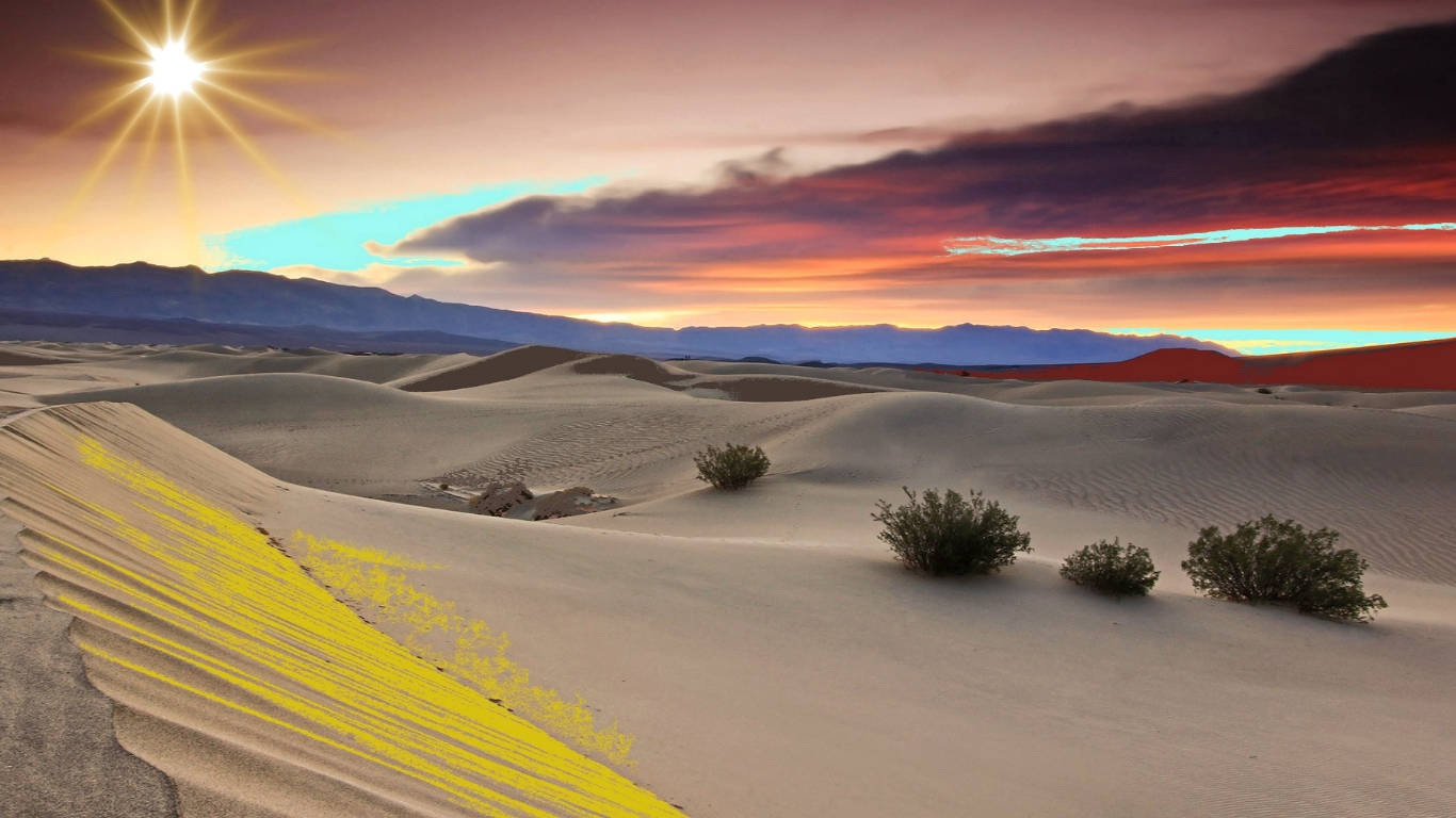 Desert Sun, dimmed sky, vibrant orange, HD Desktop Wallpaper
