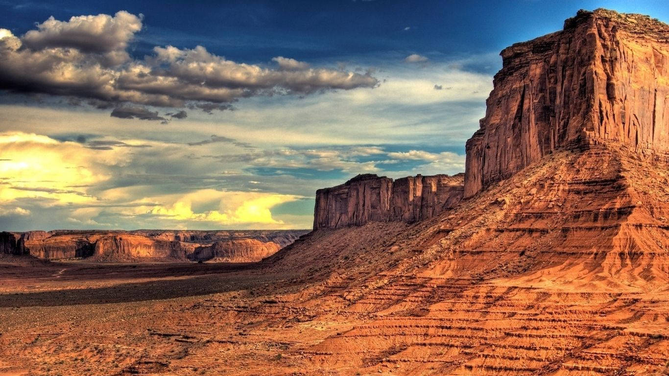 Desert Mountain, sunset, desert canyon, HD Desktop Wallpaper