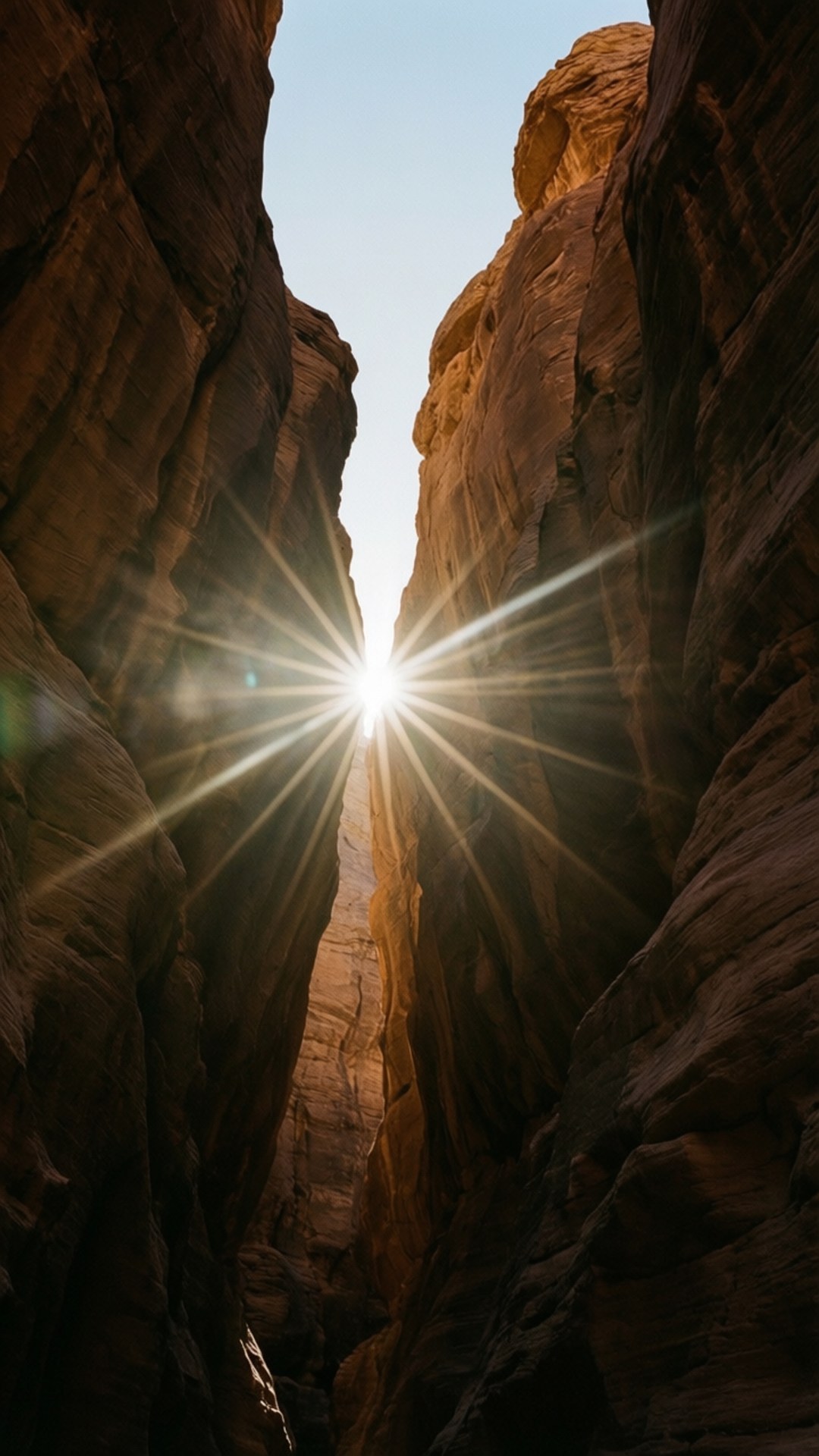 canyon light ray, sunburst, narrow canyon slit, Full HD Phone Wallpaper