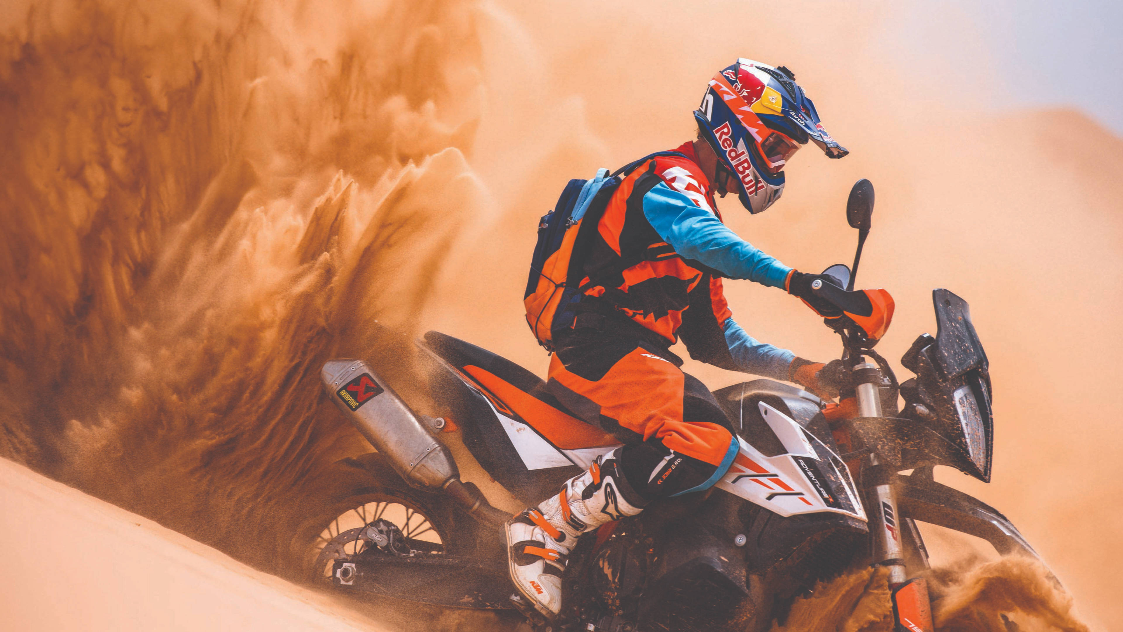 KTM 4K bike, sand dunes, desert dune, 4K Desktop Wallpaper