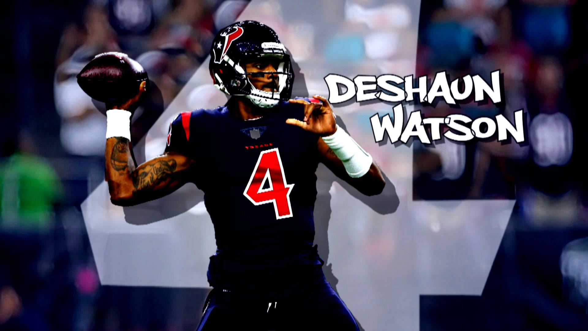 Deshaun Watson, number 4, black jersey, Full HD Desktop Wallpaper