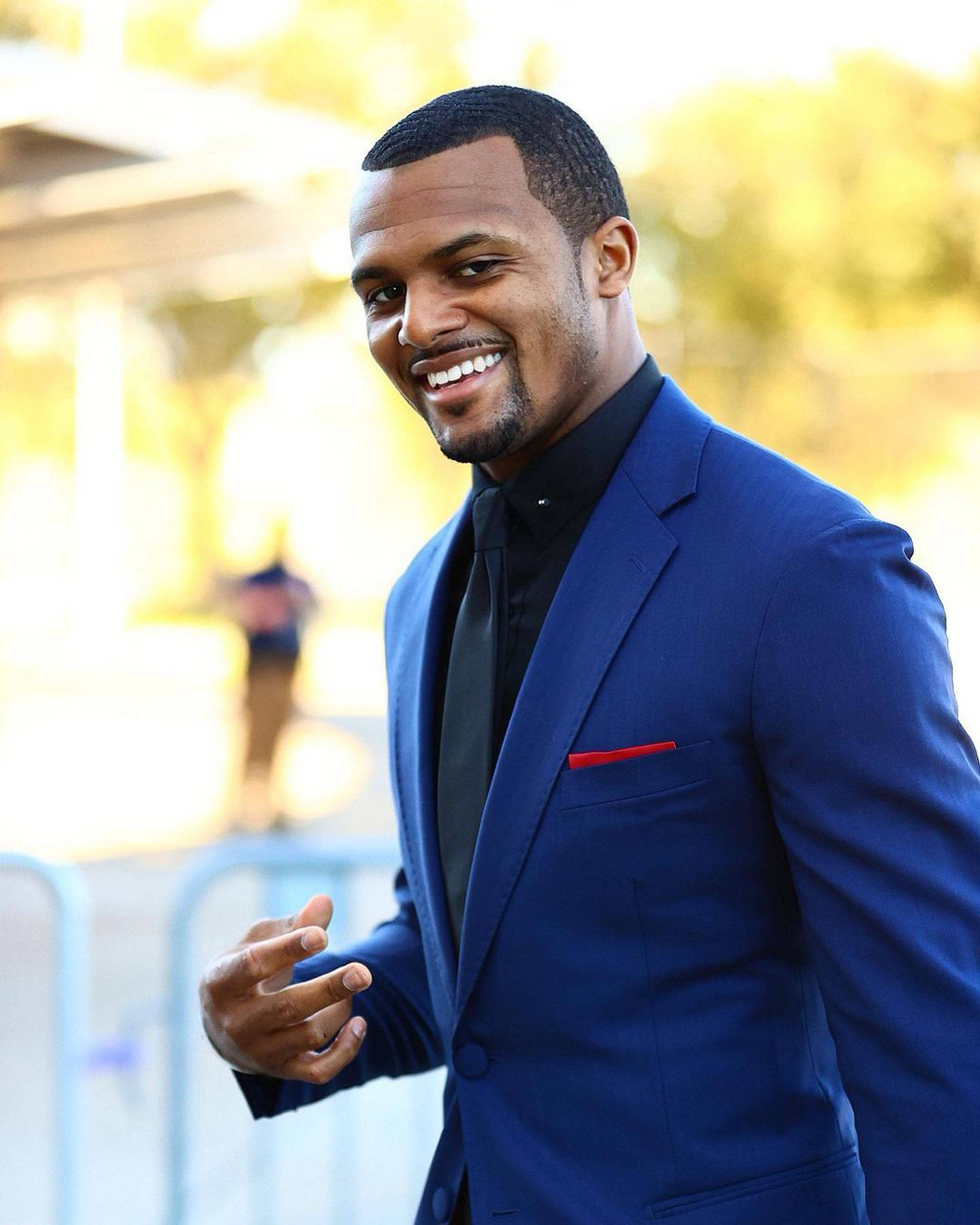 Deshaun Watson, blue suit, red pocket square, Full HD Phone Wallpaper