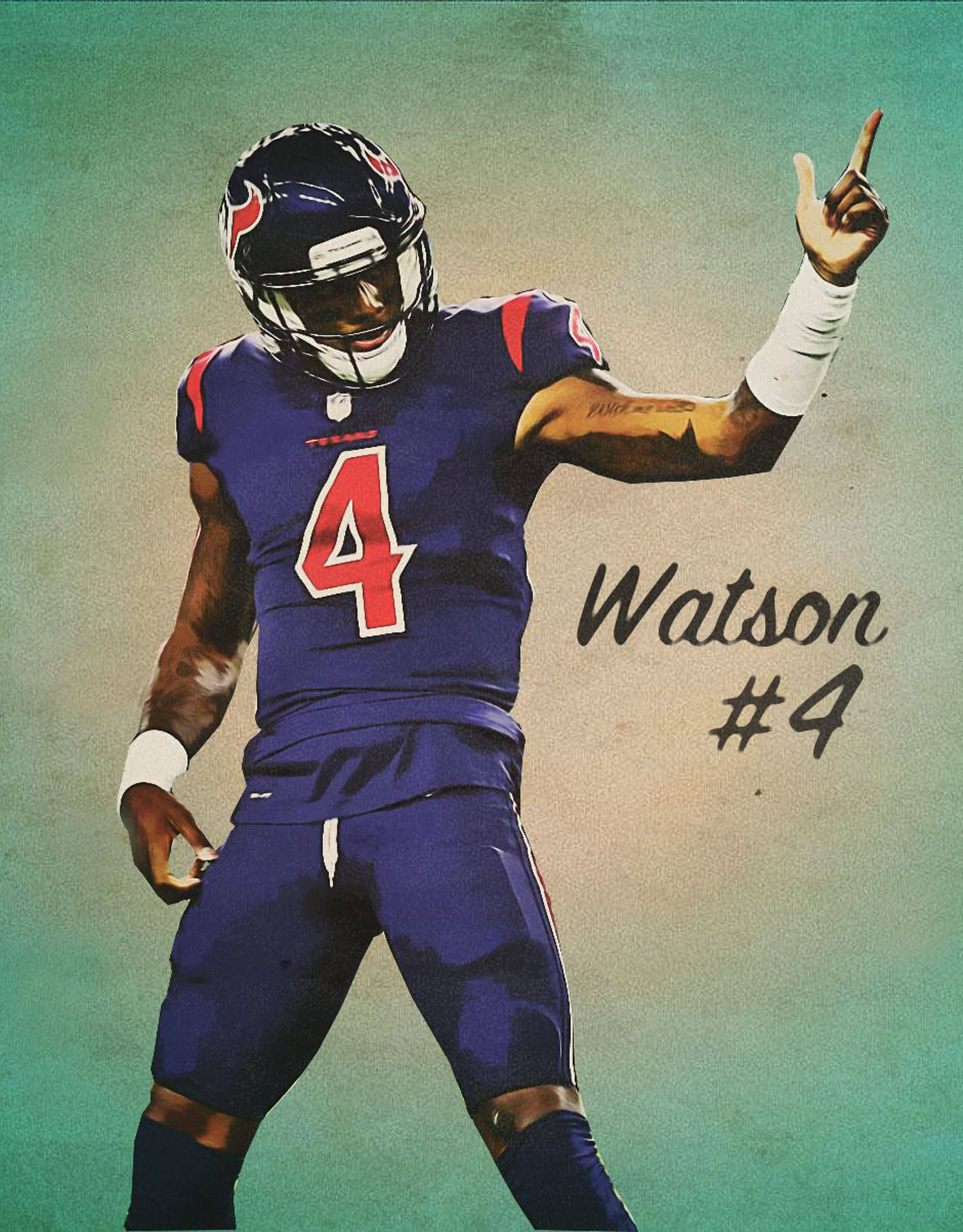 Deshaun Watson, blue jersey, number 4, Full HD Phone Wallpaper