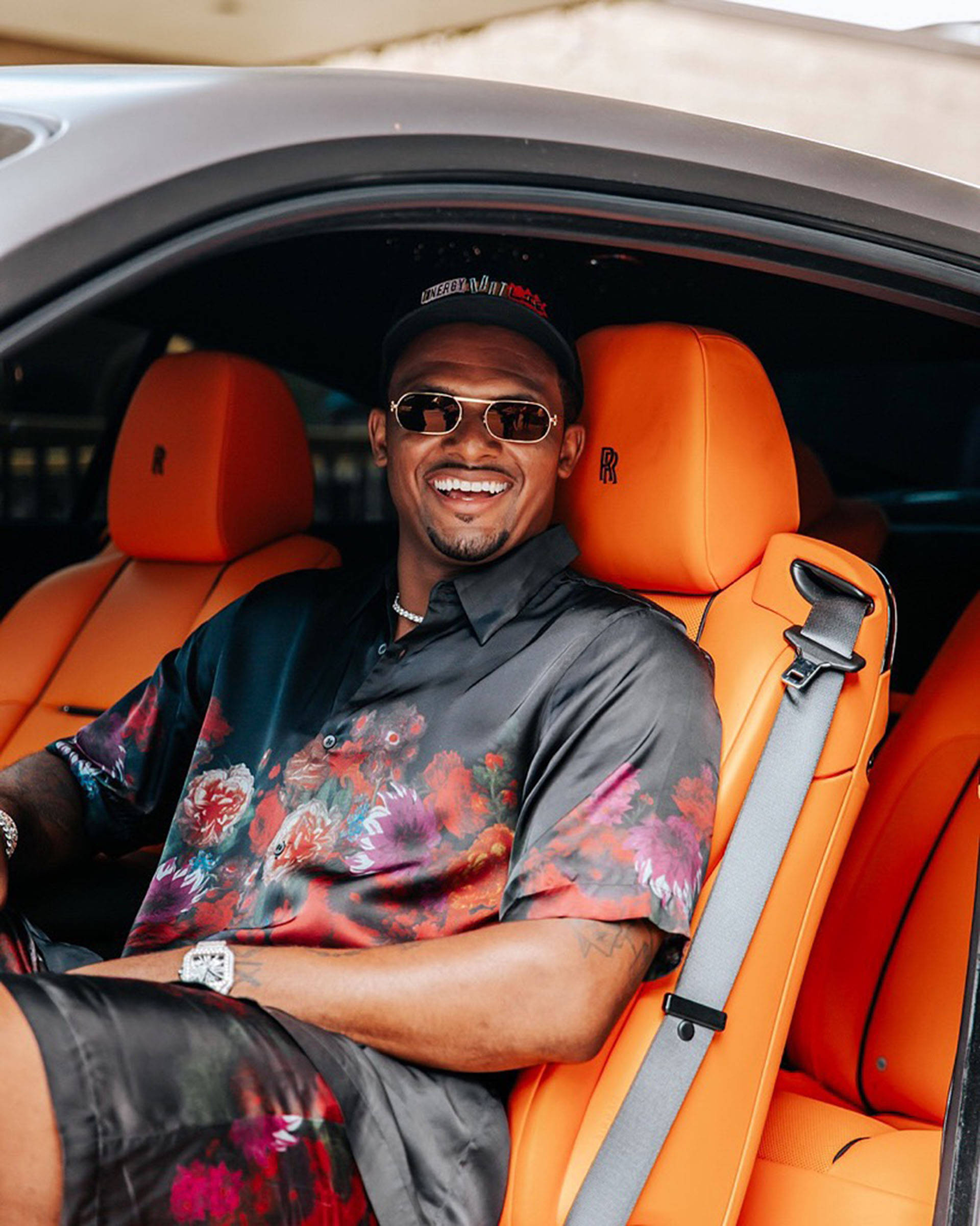 Deshaun Watson, floral shirt, cap, Full HD Phone Wallpaper