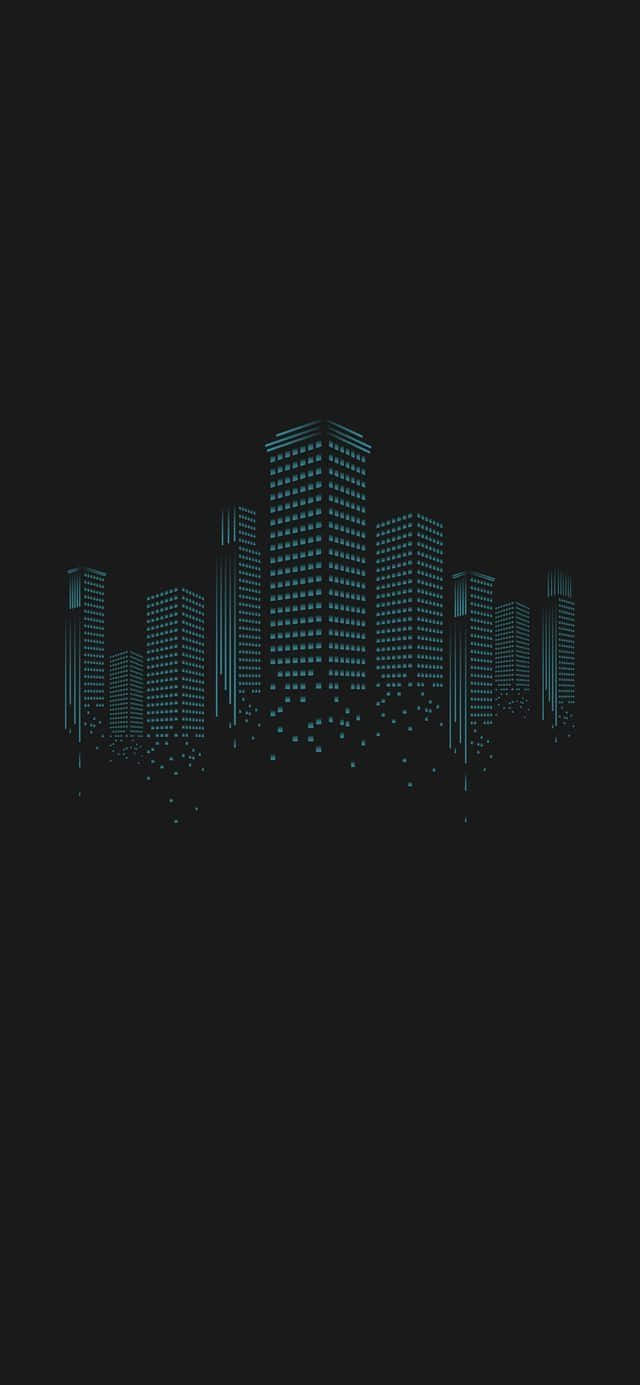 city skyline, blue lights, black background, HD Phone Wallpaper