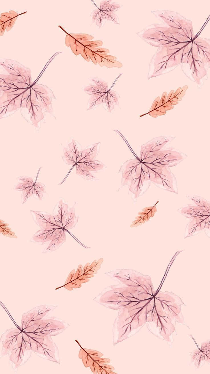 pink, blush background, watercolor leaves, HD Phone Wallpaper