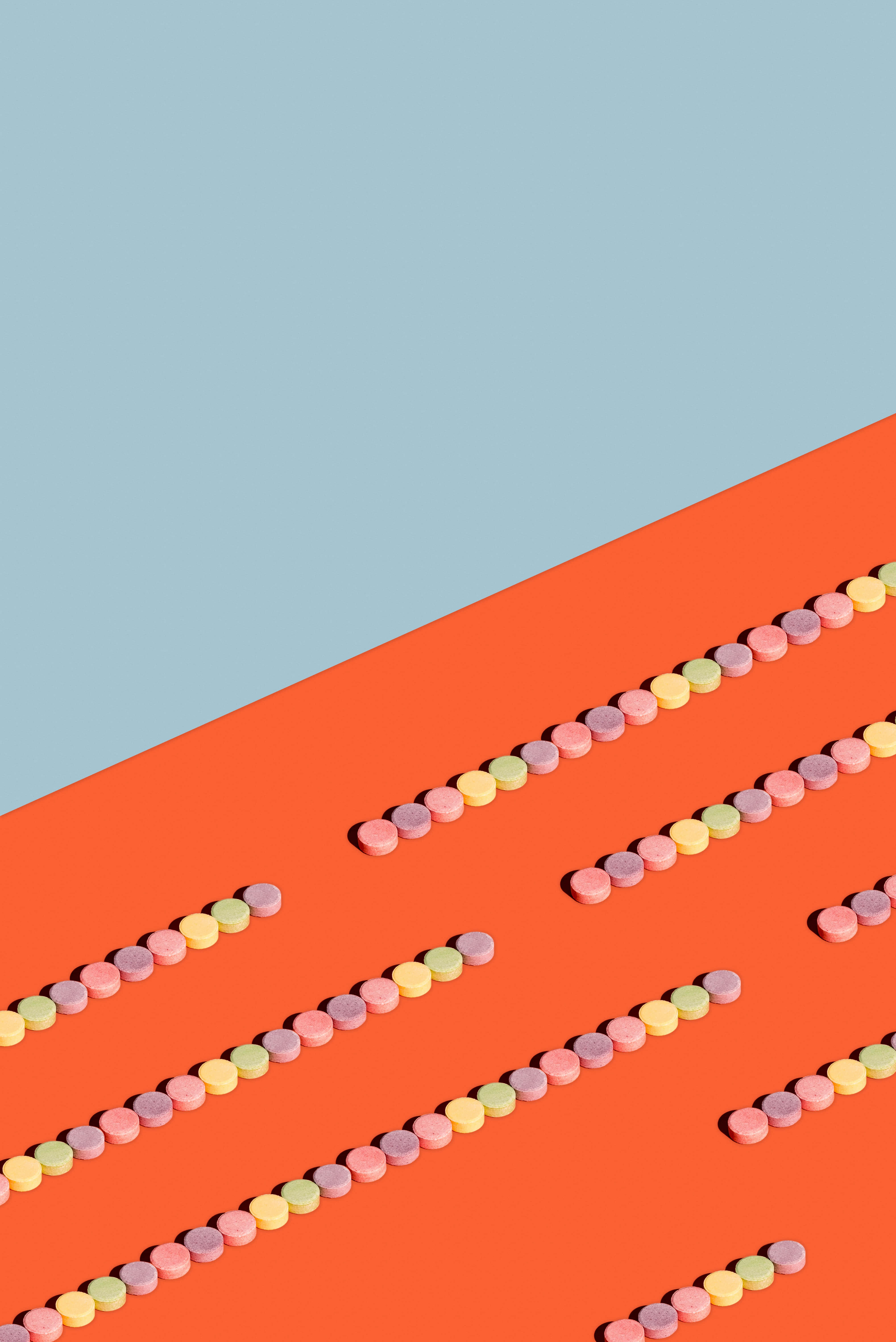Design Simple iPhone, orange, light blue, 5K Phone Wallpaper
