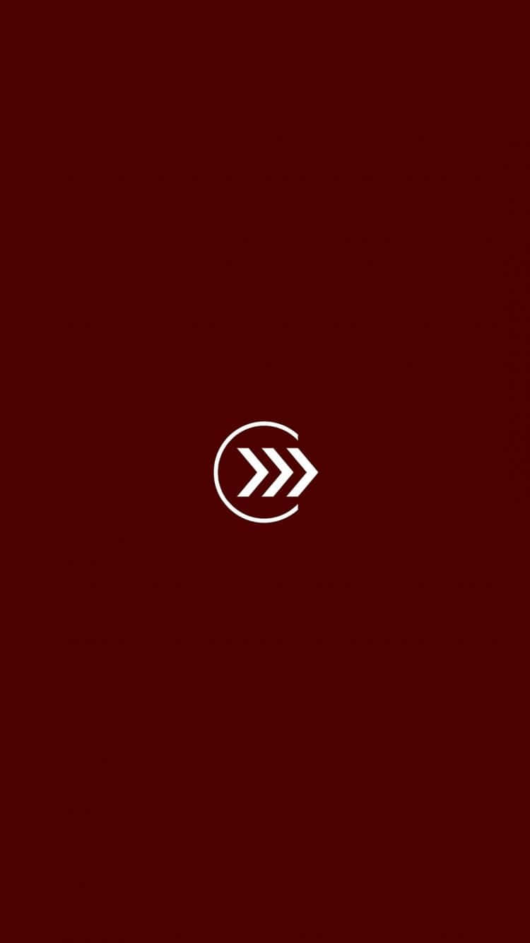 Simple iPhone, white circular arrow icon, deep red background, HD Phone Wallpaper