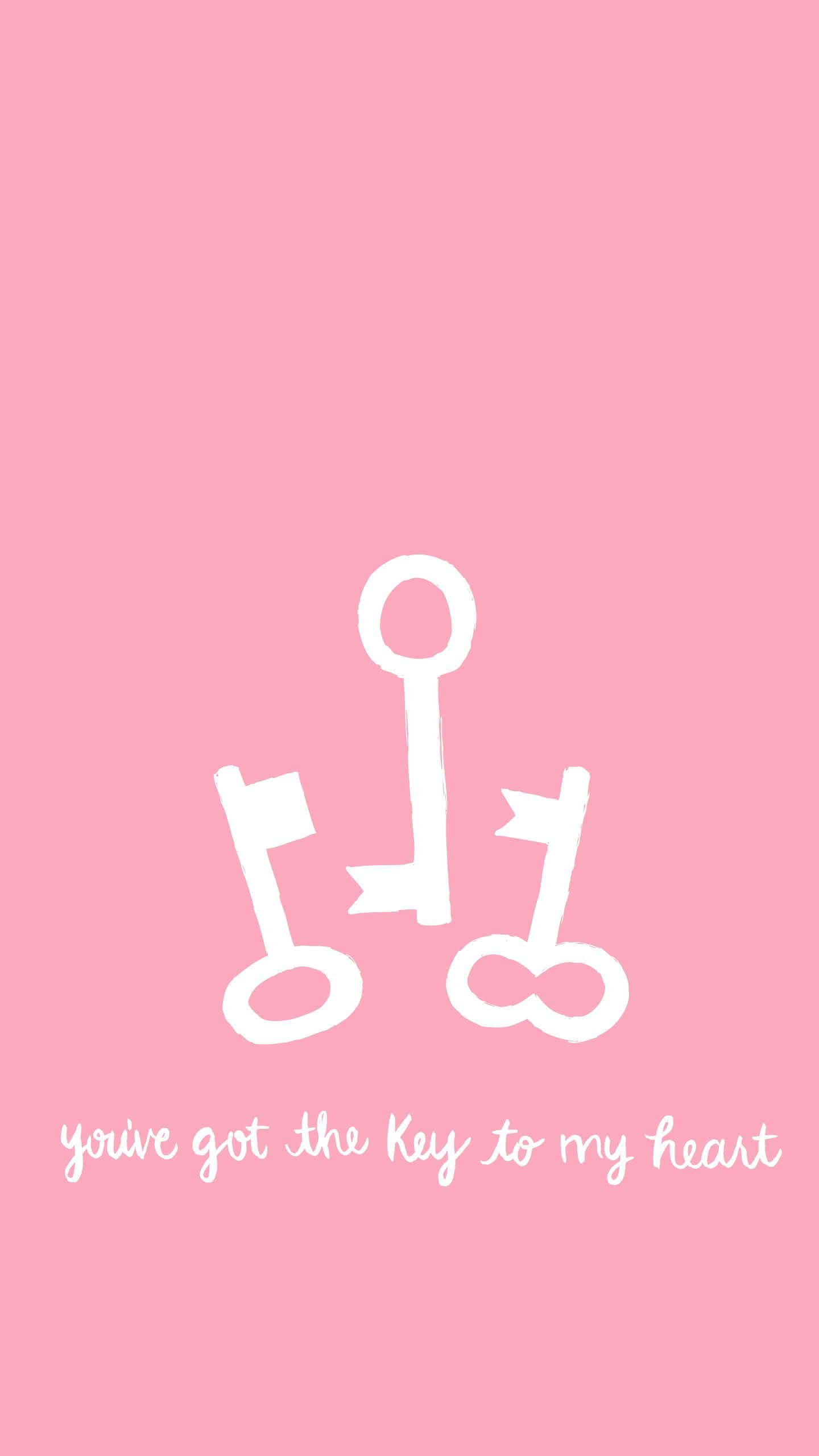 designer aesthetic, white stylized keys, soft pink background, 2K Phone Wallpaper