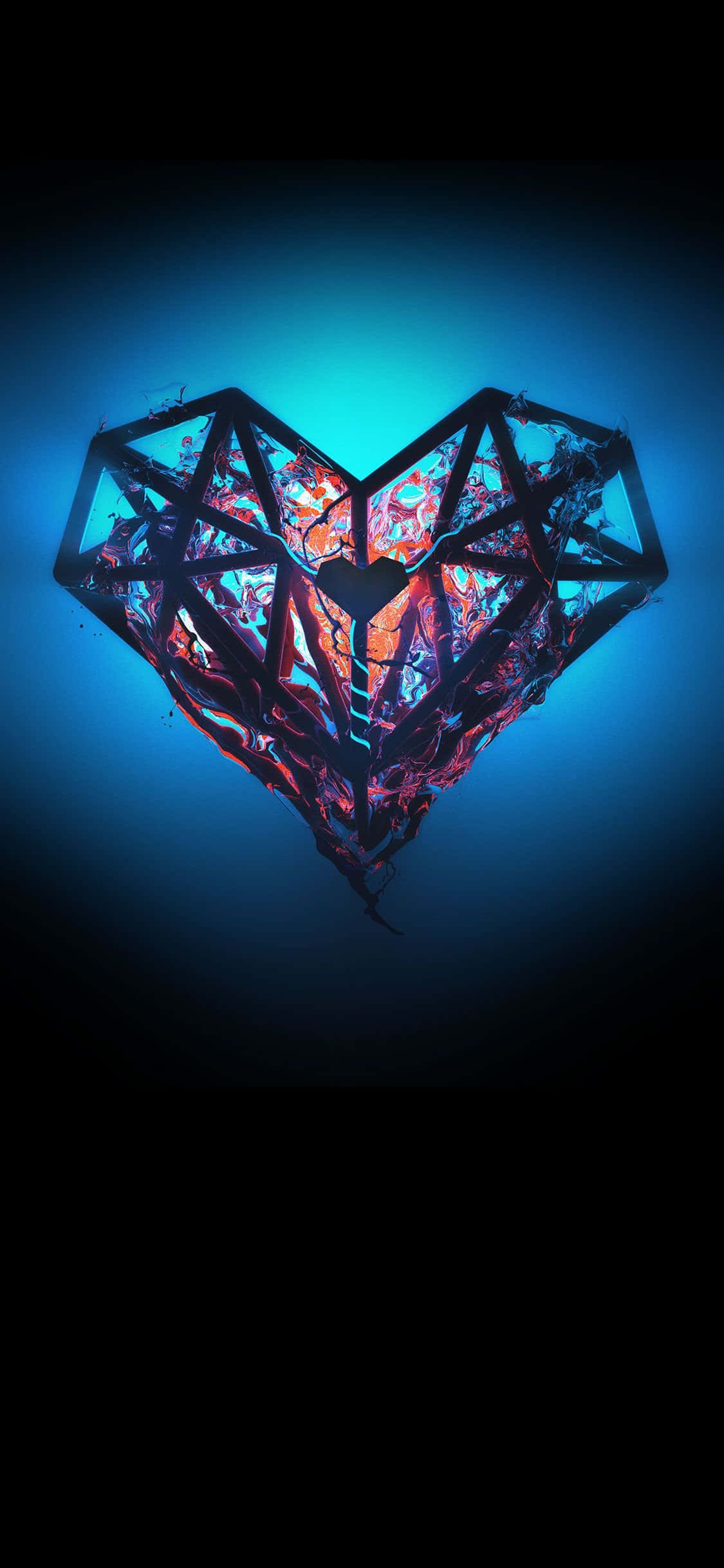 Designer iPhone, flame, geometric heart, Full HD Phone Wallpaper