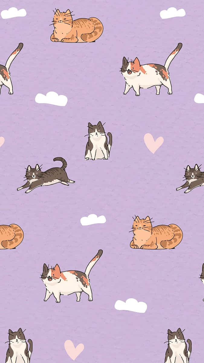 cute iphone design, cartoon cats, clouds, SD Phone Wallpaper