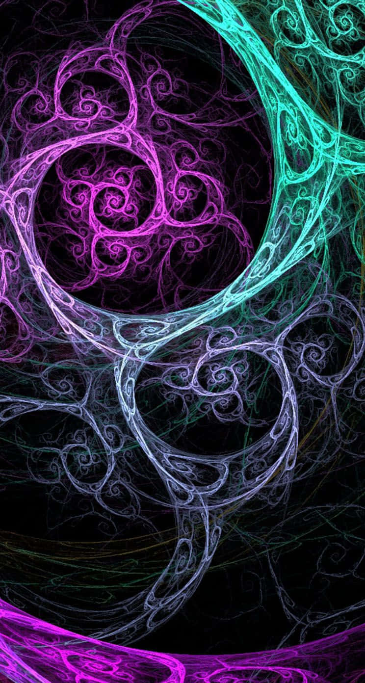 Designer iPhone, neon fractal swirls, purple, HD Phone Wallpaper