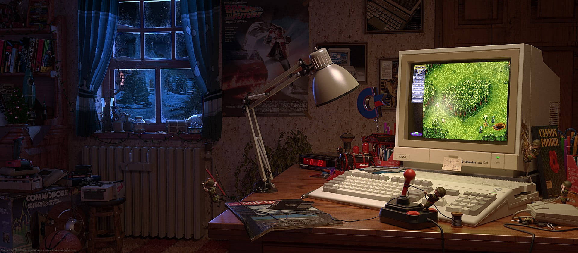 retro gaming nook, vintage computer, strategy game, Full HD Desktop Wallpaper