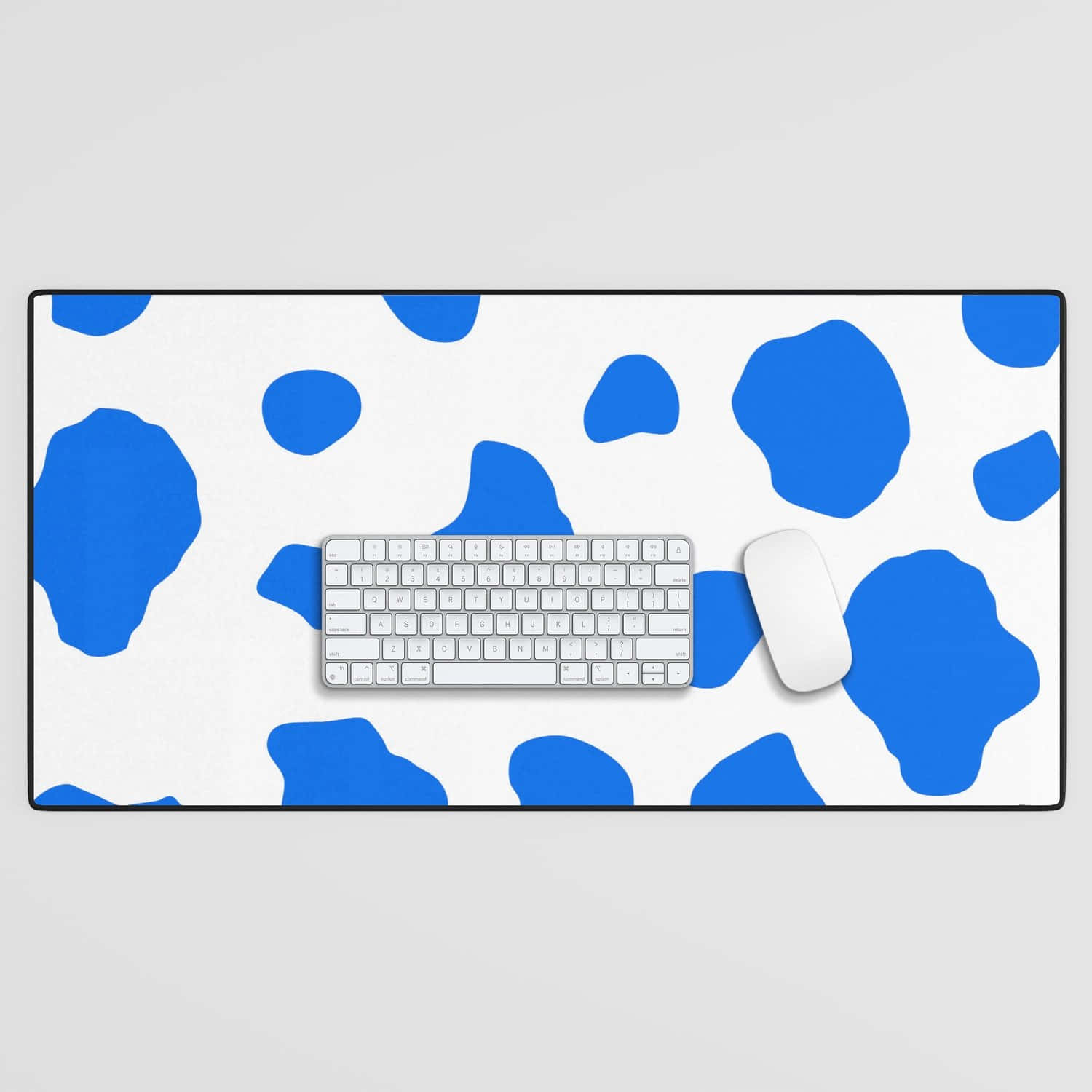 blue cow print, white keyboard, black border, HD Desktop Wallpaper