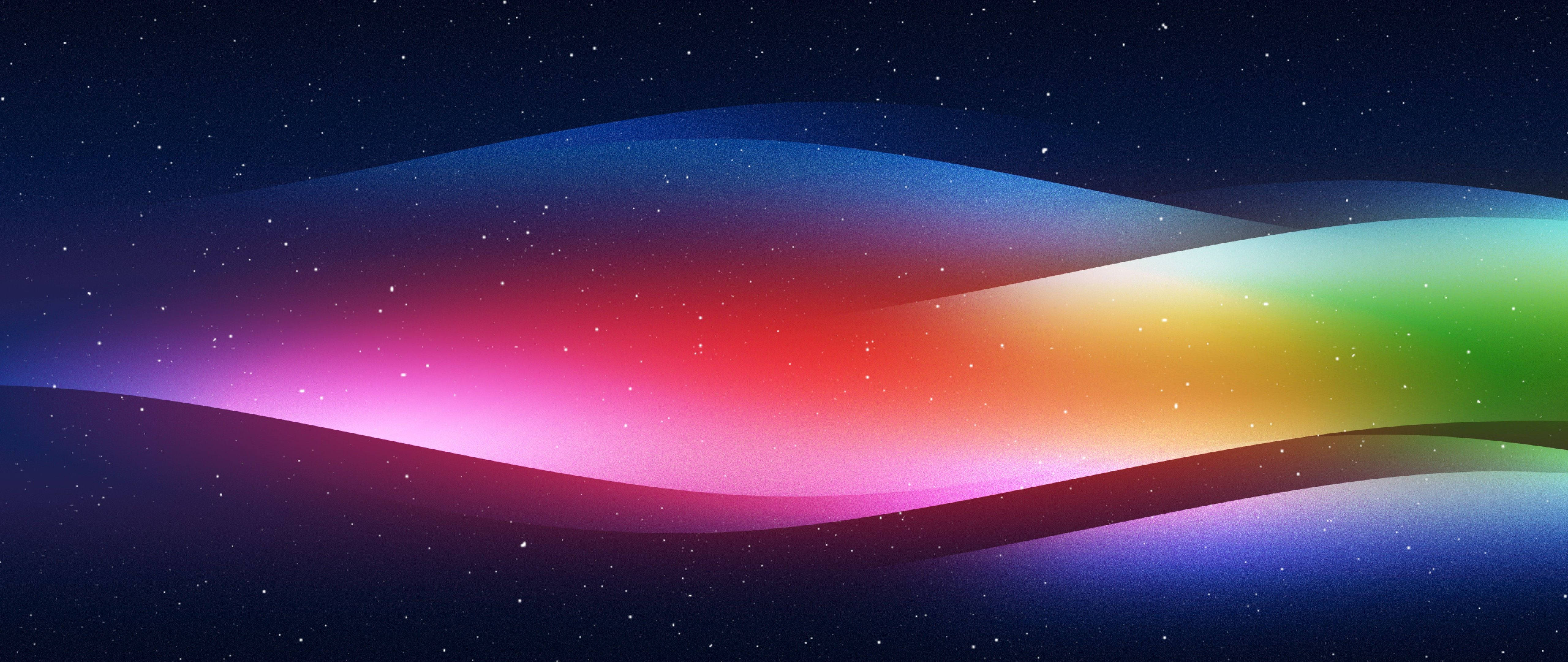 TV 4K, rainbow wave, starry night sky, 5K Desktop Wallpaper