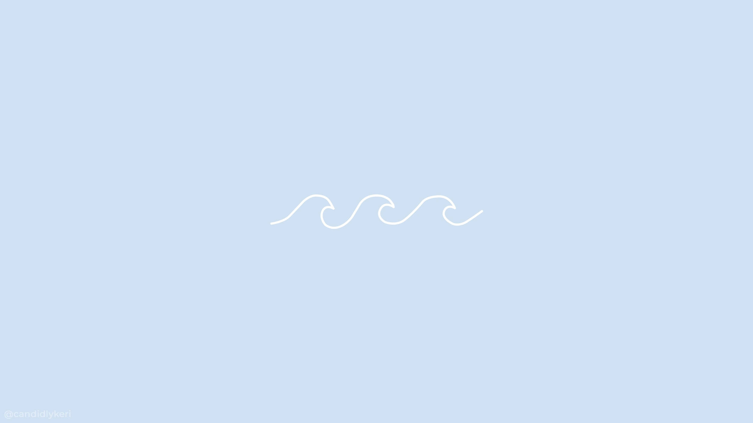 Desktop Aesthetic, white wave line art, soft pastel blue background, Full HD Desktop Wallpaper