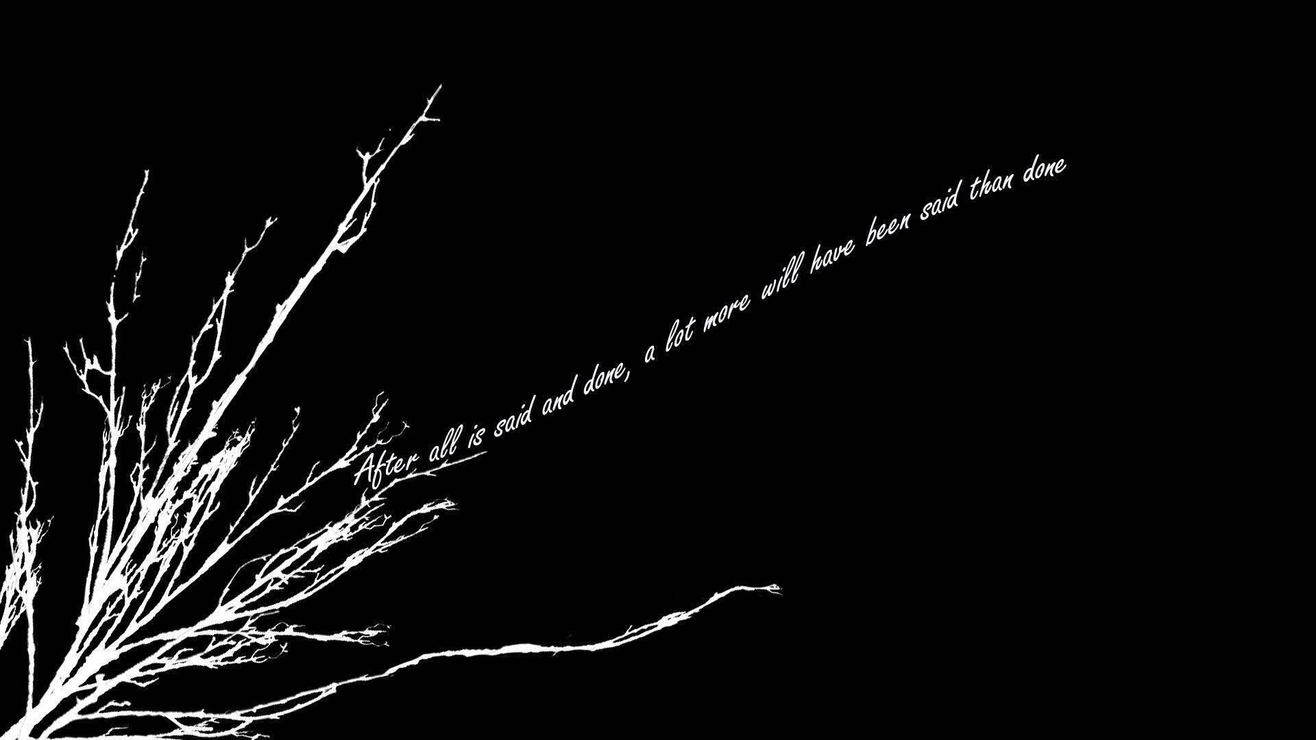 desktop aesthetic, white bare tree branches, diagonal text, Full HD Desktop Wallpaper