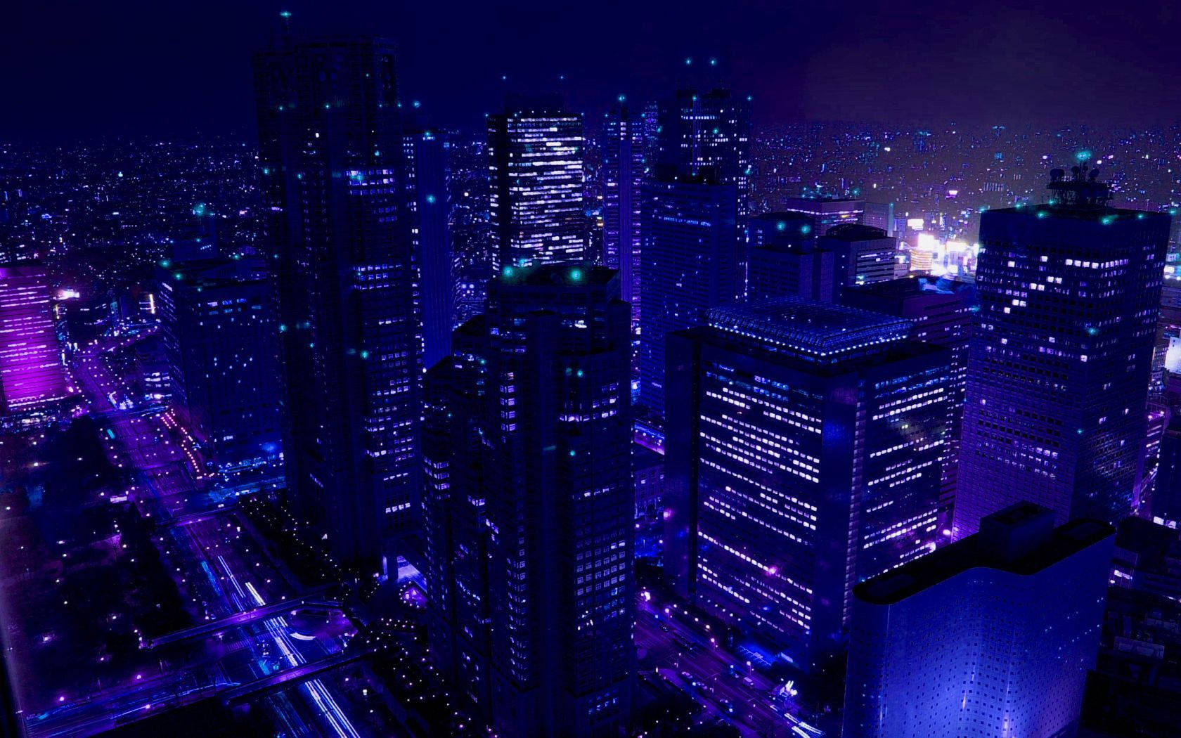 Desktop Aesthetic, futuristic city, night, HD Desktop Wallpaper