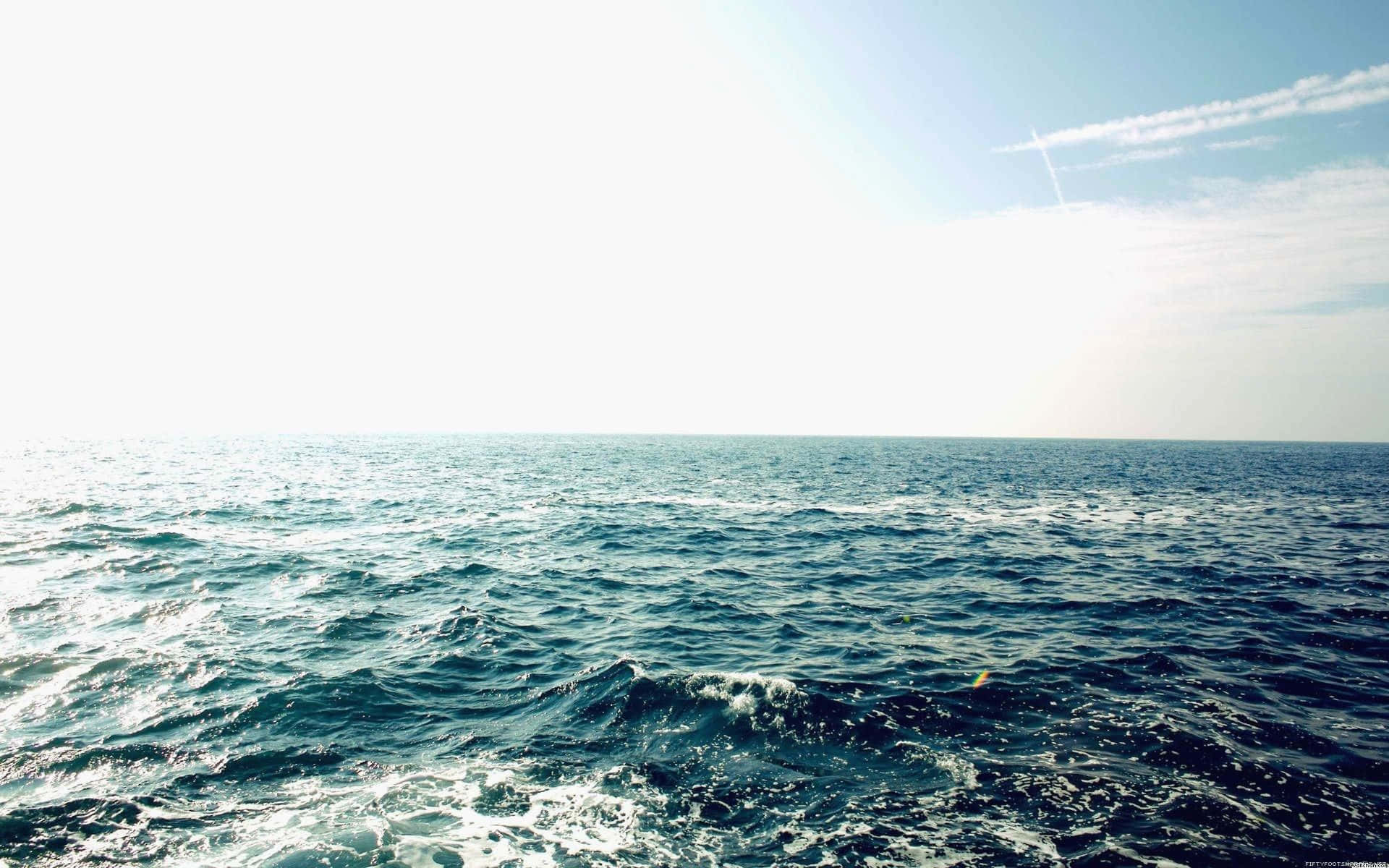 aesthetic tumblr desktop, vast ocean waves, bright sun, Full HD Desktop Wallpaper