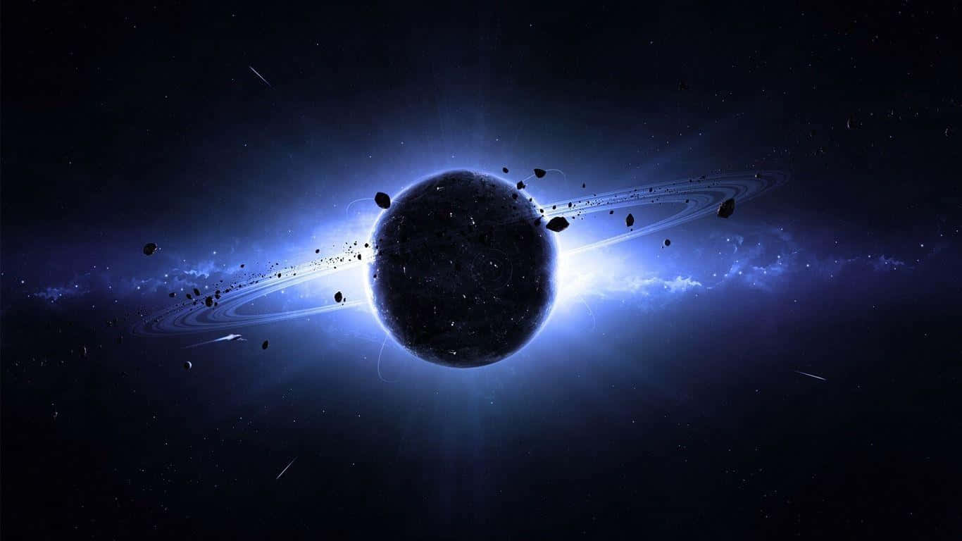 1366x768, HD Desktop, glowing blue rings, HD Desktop Wallpaper
