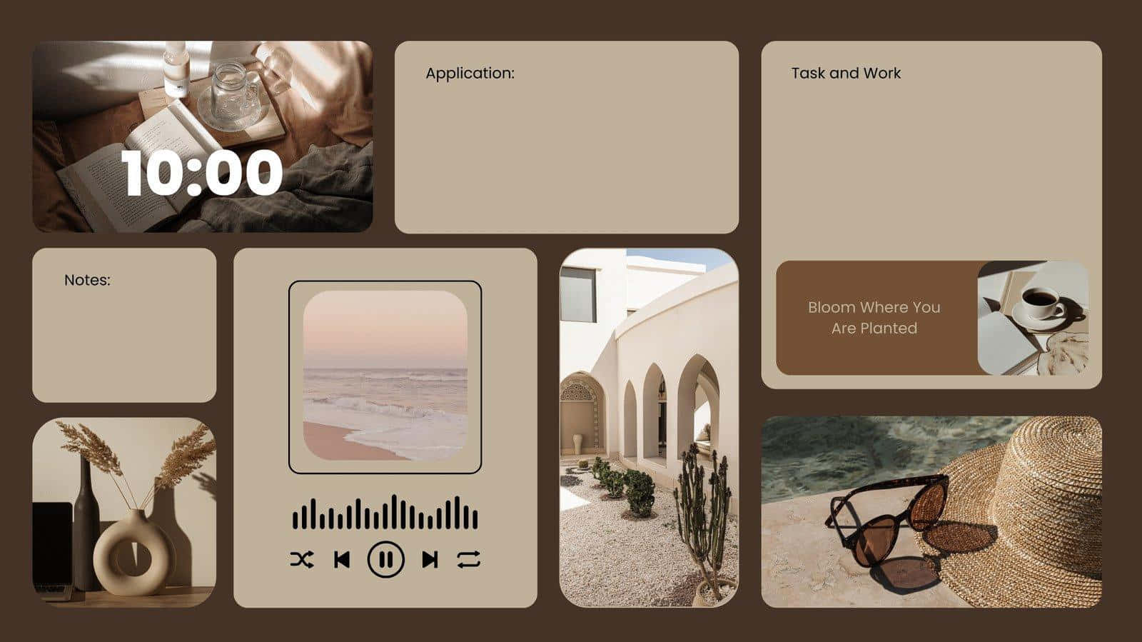 beige tiles, time notes music player, desert courtyard, HD Desktop Wallpaper