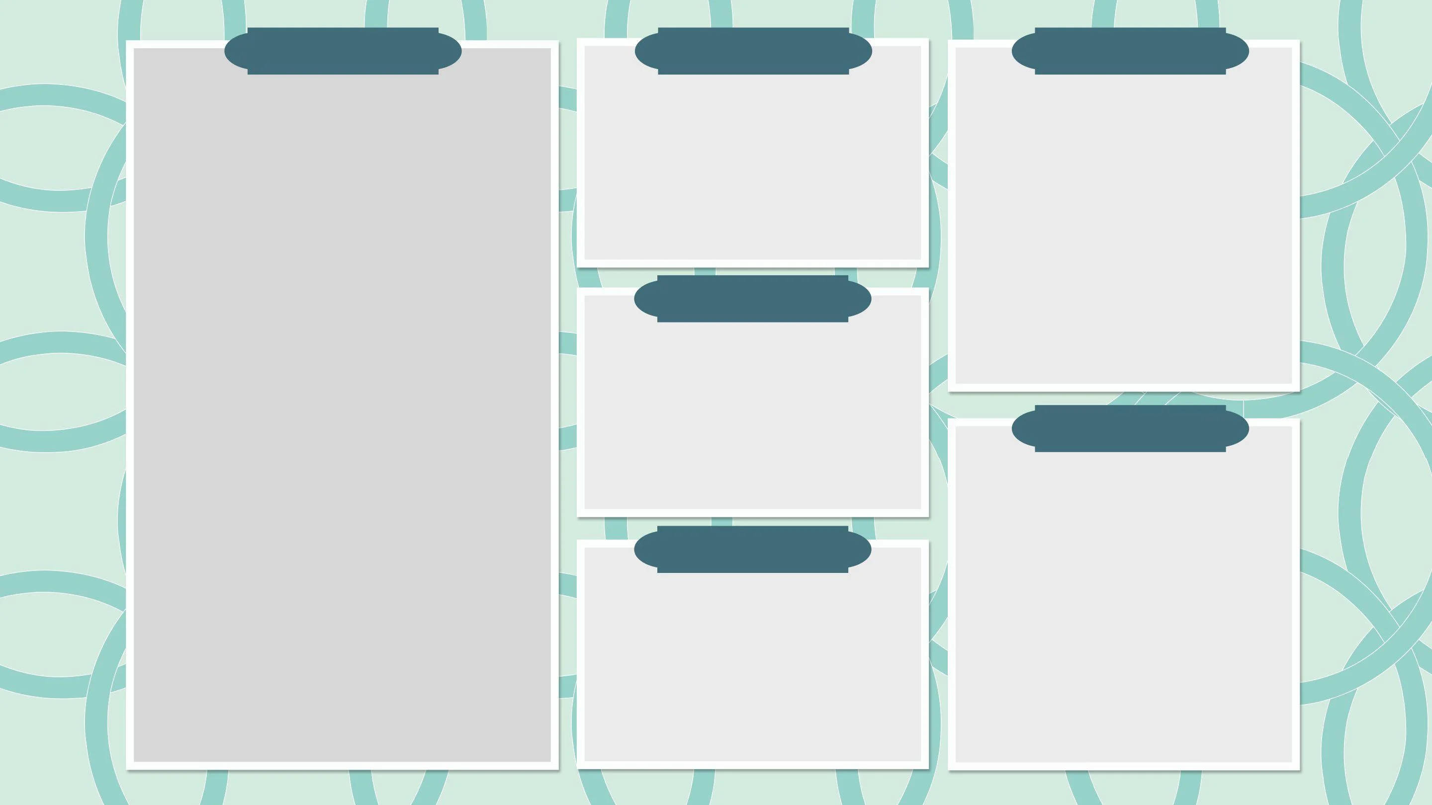 blue circles, teal clips, light teal circular patterned background, 2K Desktop Wallpaper